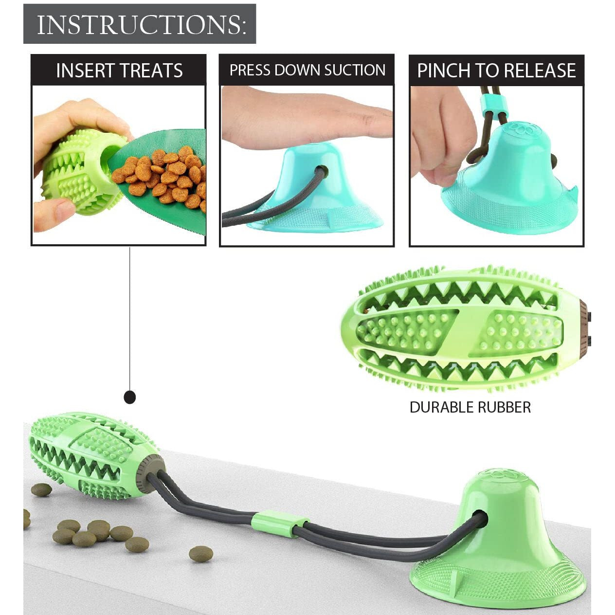 Pet Life  'Grip N' Play' Treat Dispensing Football Shaped Suction Cup Dog Toy(D0102HAXI7G.)