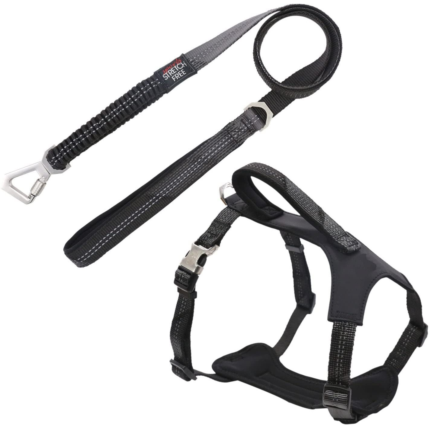 Pet Life  'Geo-prene' 2-in-1 Shock Absorbing Neoprene Padded Reflective Dog Leash and Harness(D0102HAXABG.)