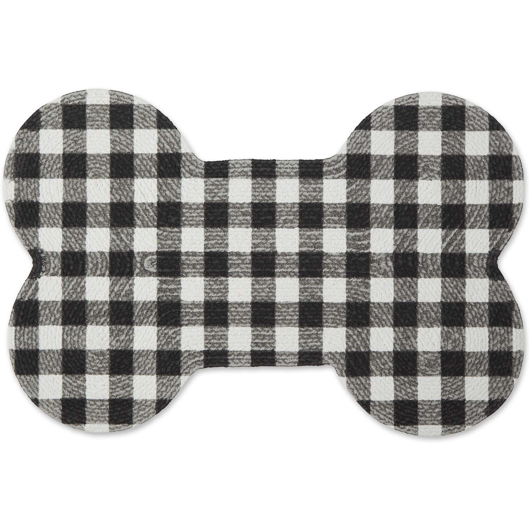 DII Black And White Buffalo Check Bone Shaped Pet Mat 16x24