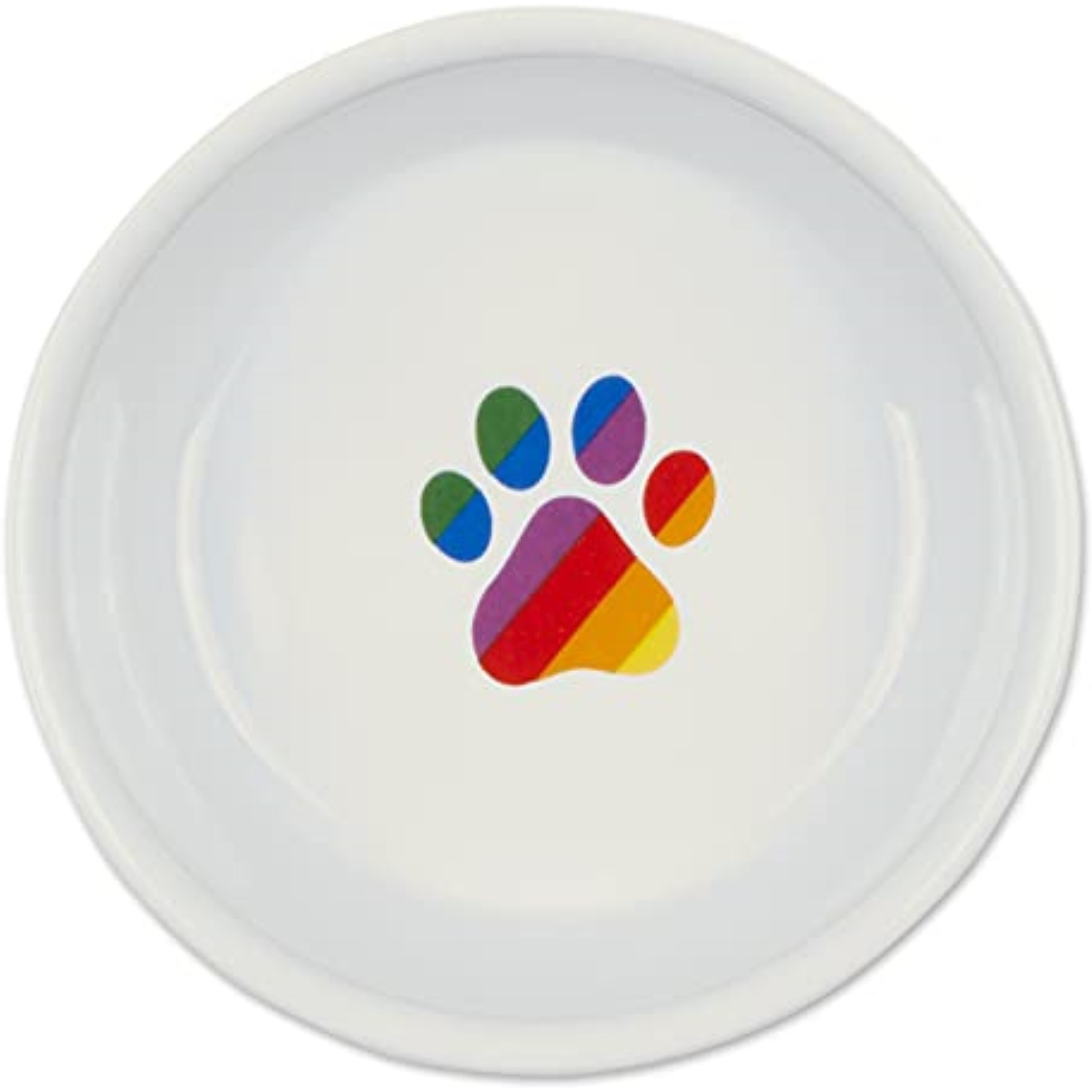 DII Pet Bowl Rainbow Paw, Small 4.25Dx2H (Set of 2)