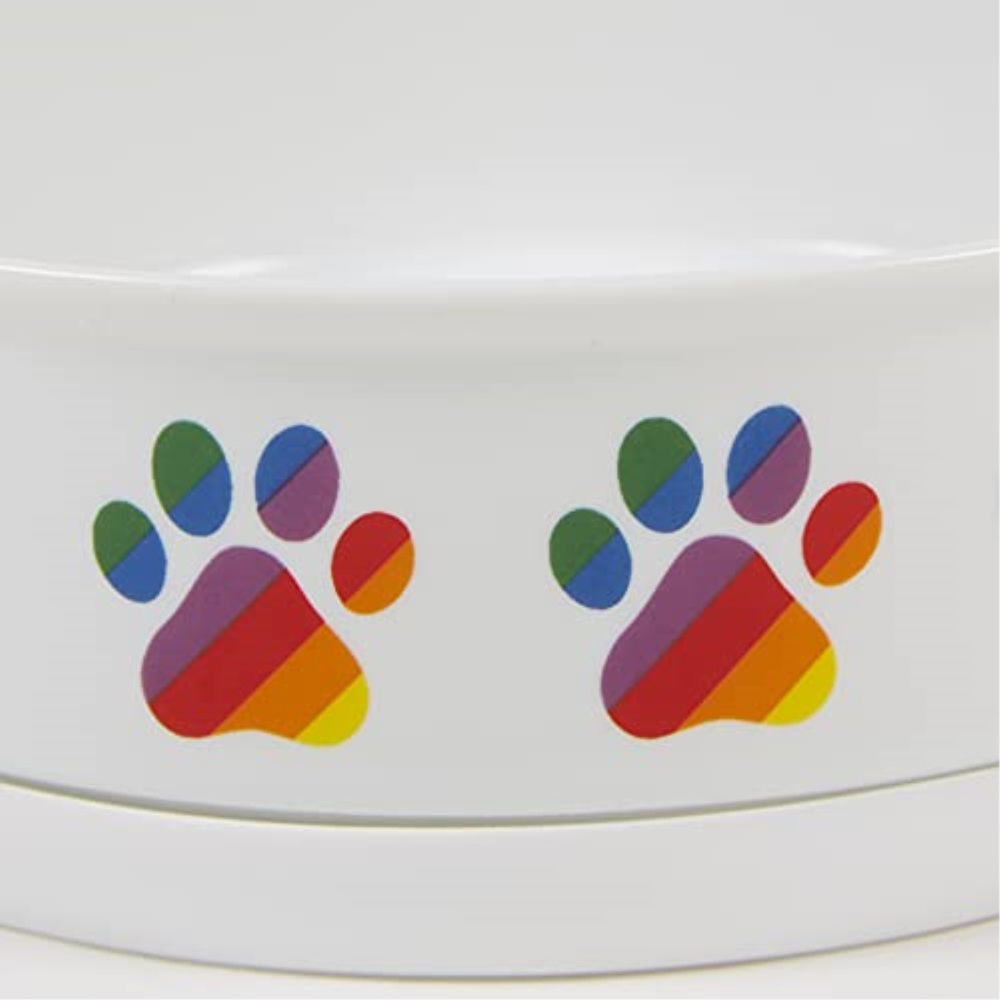 DII Pet Bowl Rainbow Paw, Small 4.25Dx2H (Set of 2)