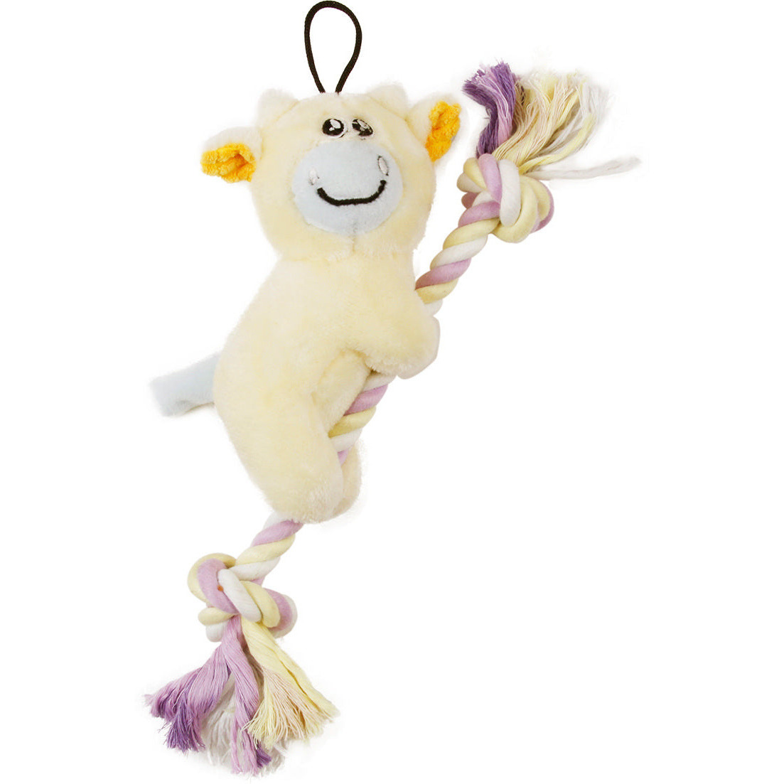 Pet Life  'Broom-Lick' Plush and Jute Rope Squeaking Newborn Cat and Dog Toy(D0102HAXIGY.)