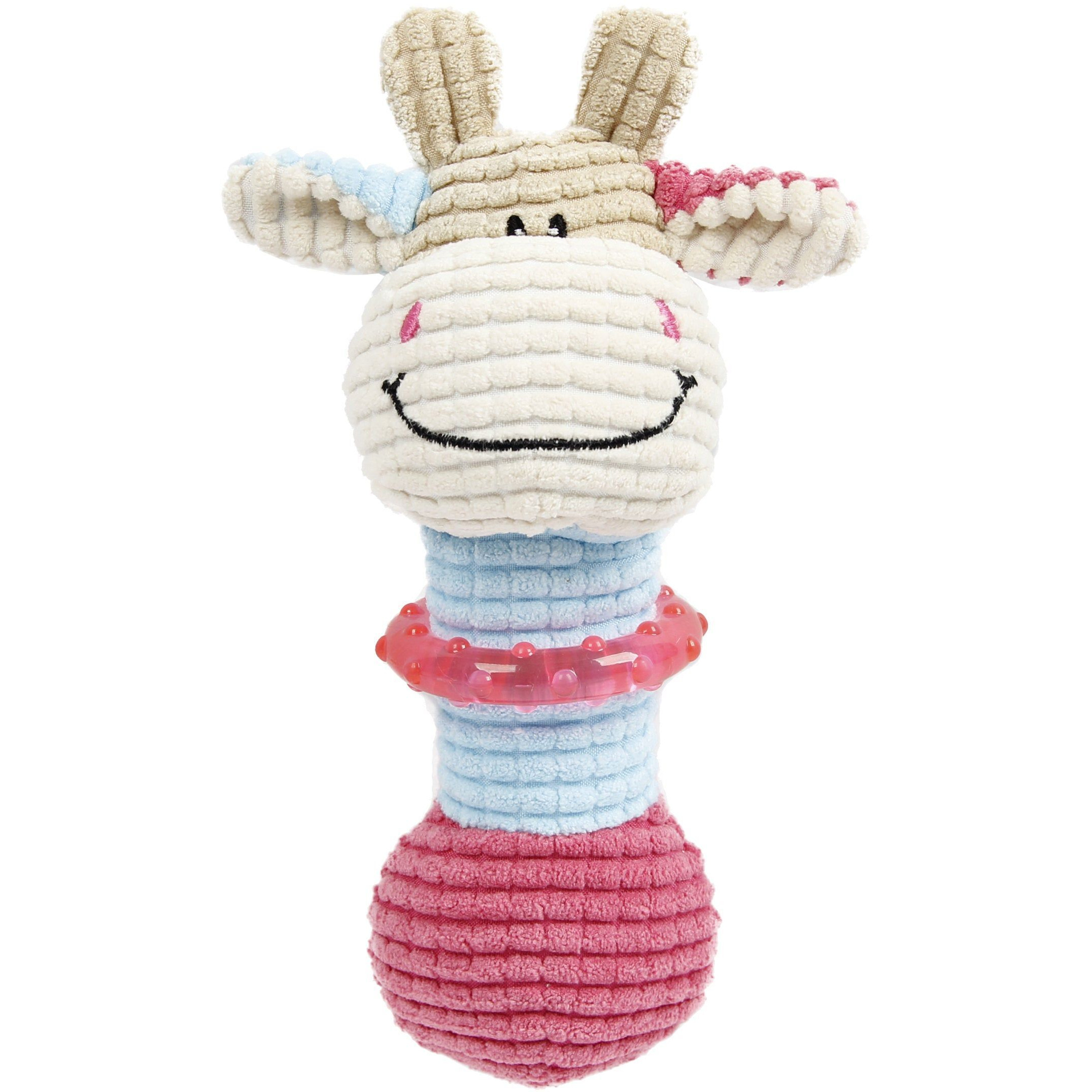 Pet Life  'Giraffe-Cow' Plush Squeaking and Rubber Teething Newborn Puppy Dog Toy(D0102HAX26G.)