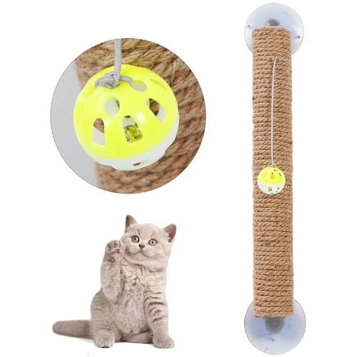 Pet Life  'stick N' Claw' Sisal Rope and Toy Suction Cup Stick Shaped Cat Scratcher(D0102HAX21A.)