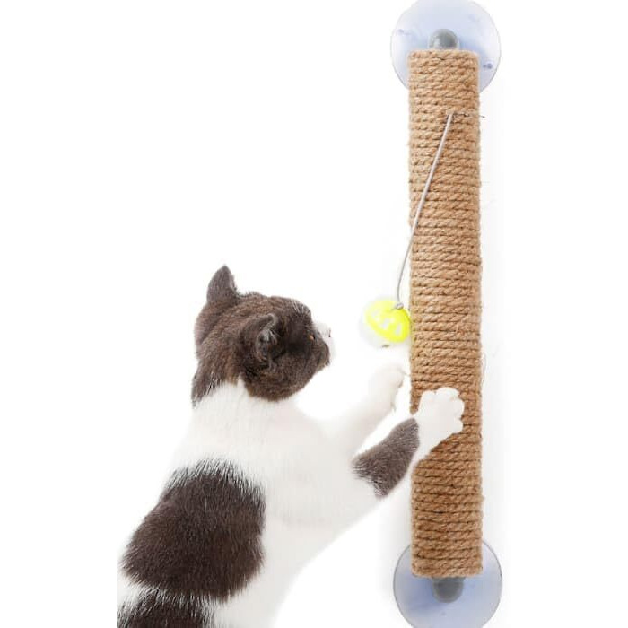 Pet Life  'stick N' Claw' Sisal Rope and Toy Suction Cup Stick Shaped Cat Scratcher(D0102HAX21A.)