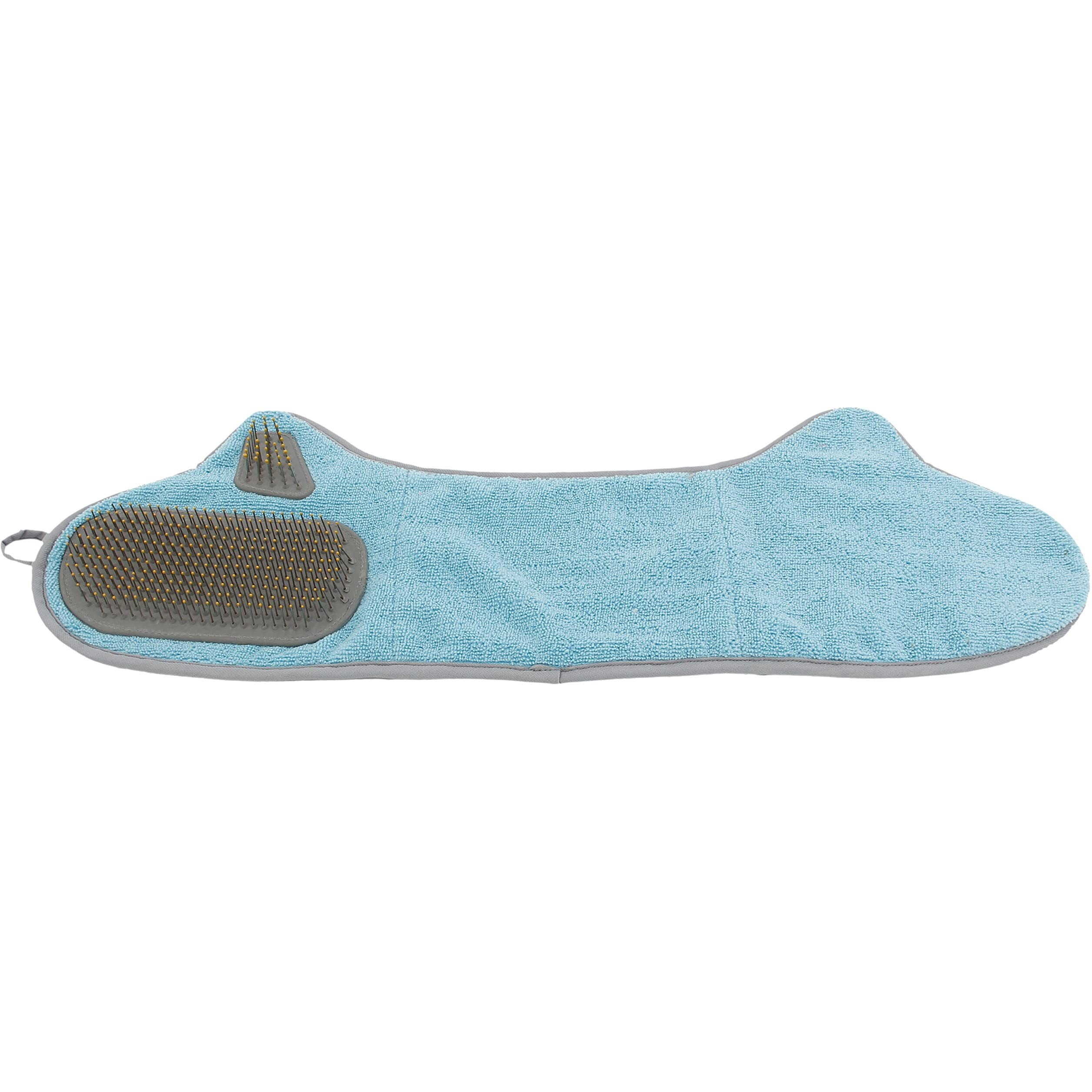 Pet Life  'Bryer' 2-in-1 Hand-Inserted Microfiber Pet Grooming Towel and Brush(D0102HAX2JA.)