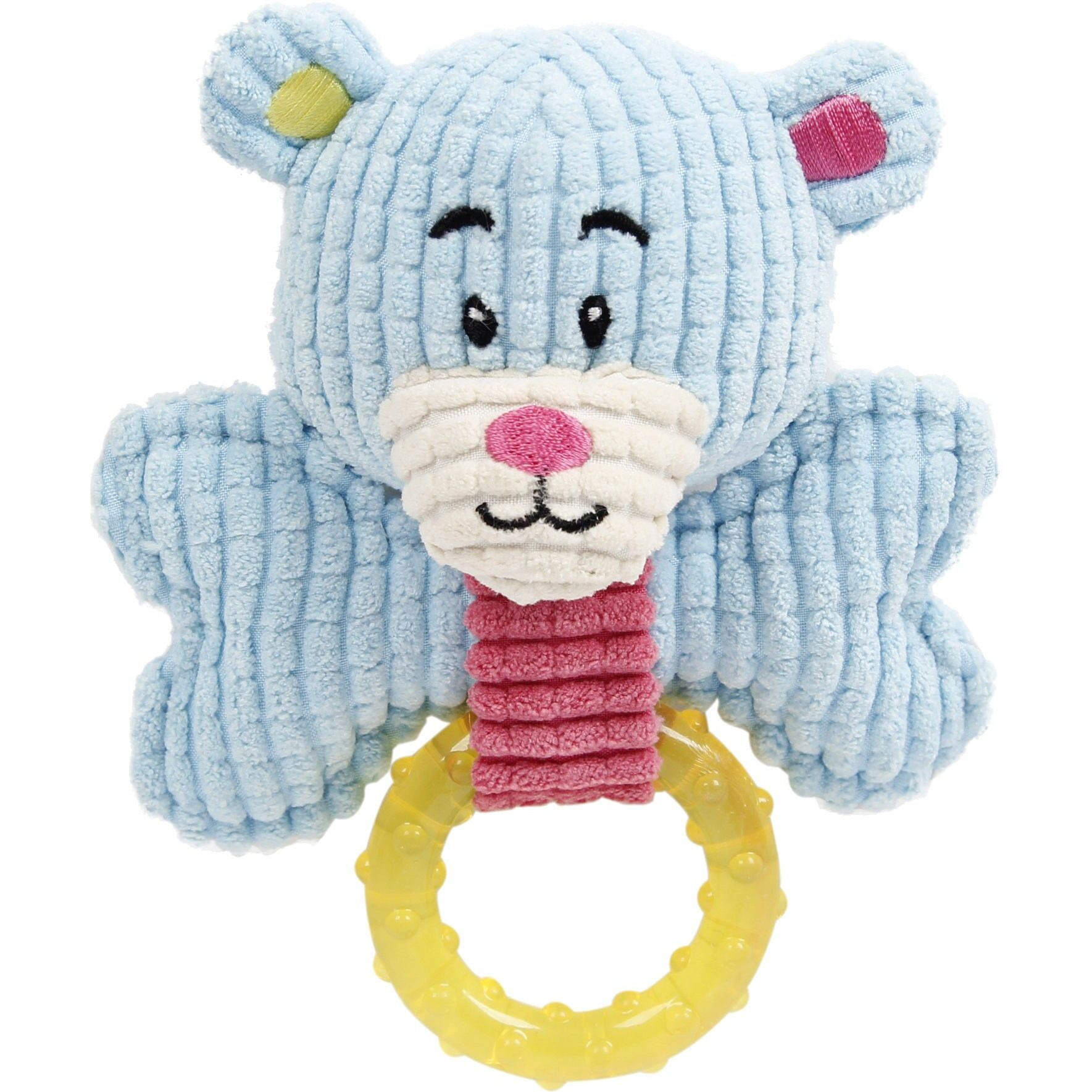 Pet Life  'Paci-Plush' Plush Squeaking and Rubber Teething Newborn Puppy Dog Toy(D0102HAXIEA.)