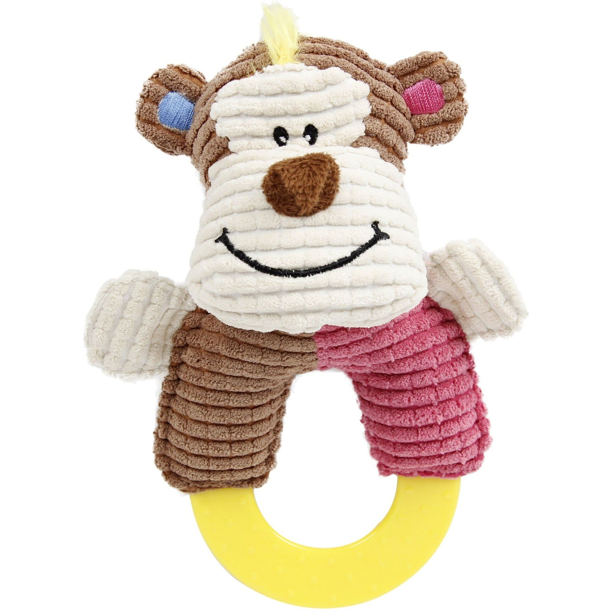 Pet Life  'Ring-O-Round' Plush Squeaking and Rubber Teething Newborn Puppy Dog Toy(D0102HAXIEW.)