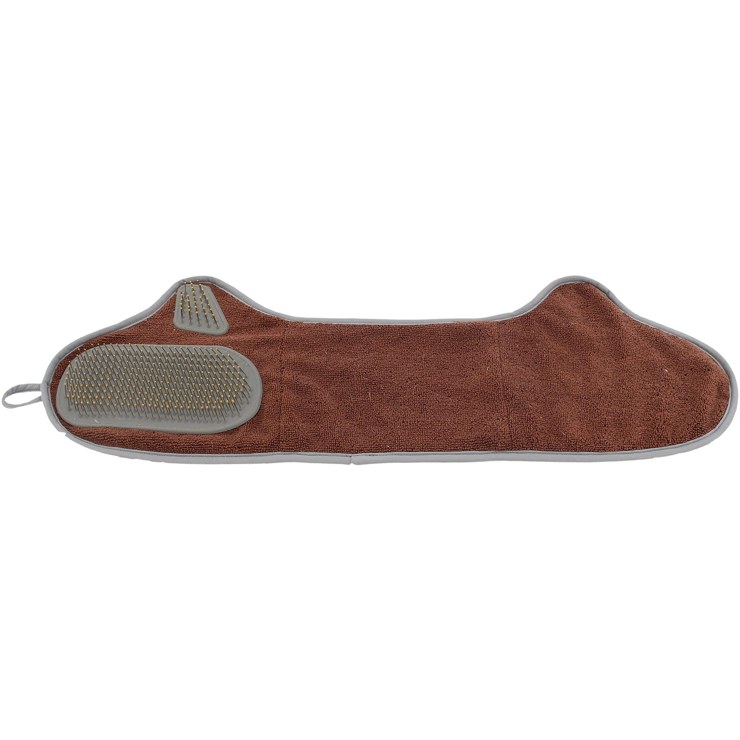 Pet Life  'Bryer' 2-in-1 Hand-Inserted Microfiber Pet Grooming Towel and Brush(D0102HAX2JV.)