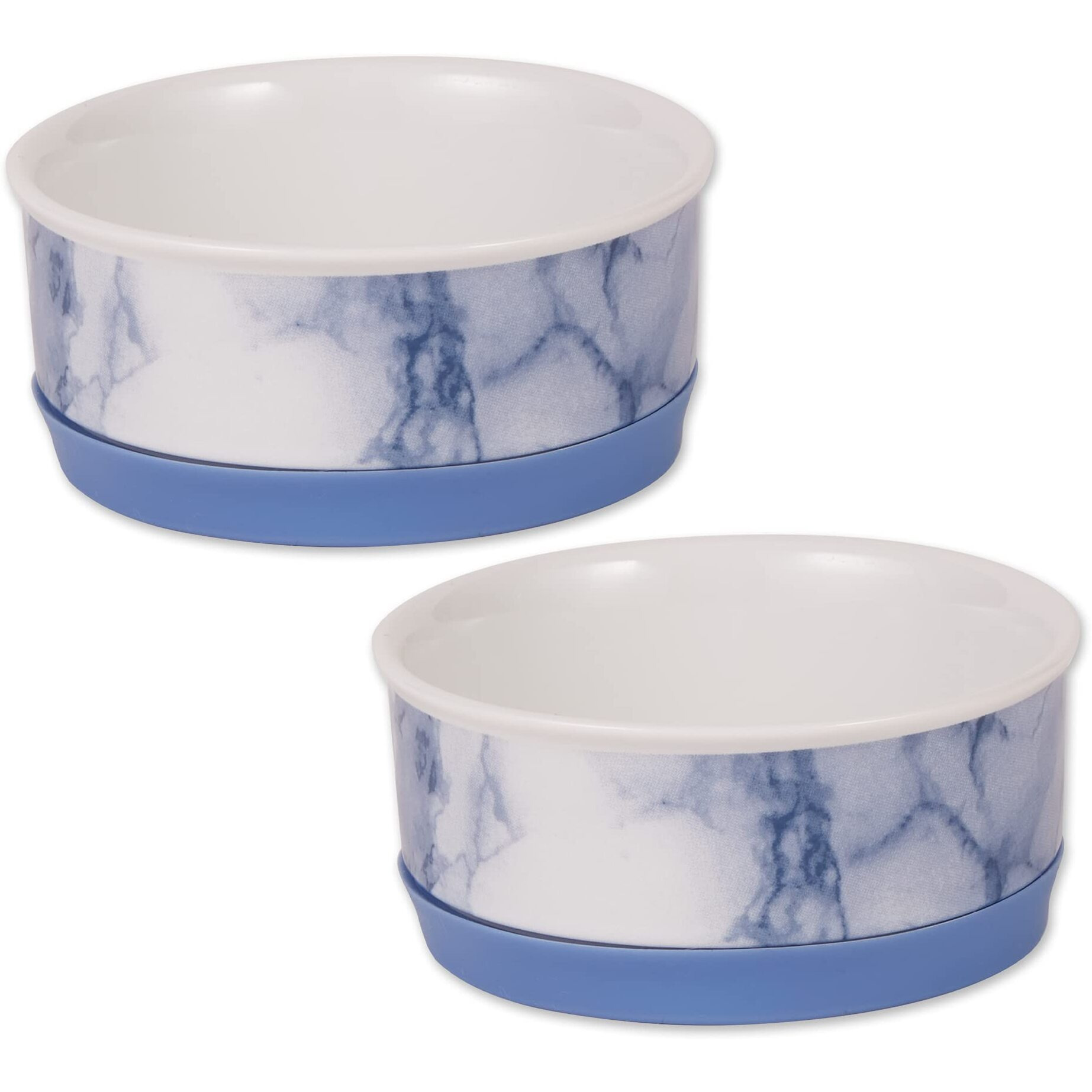 DII Pet Bowl Blue Marble Small 4.25Dx2H (Set of 2)