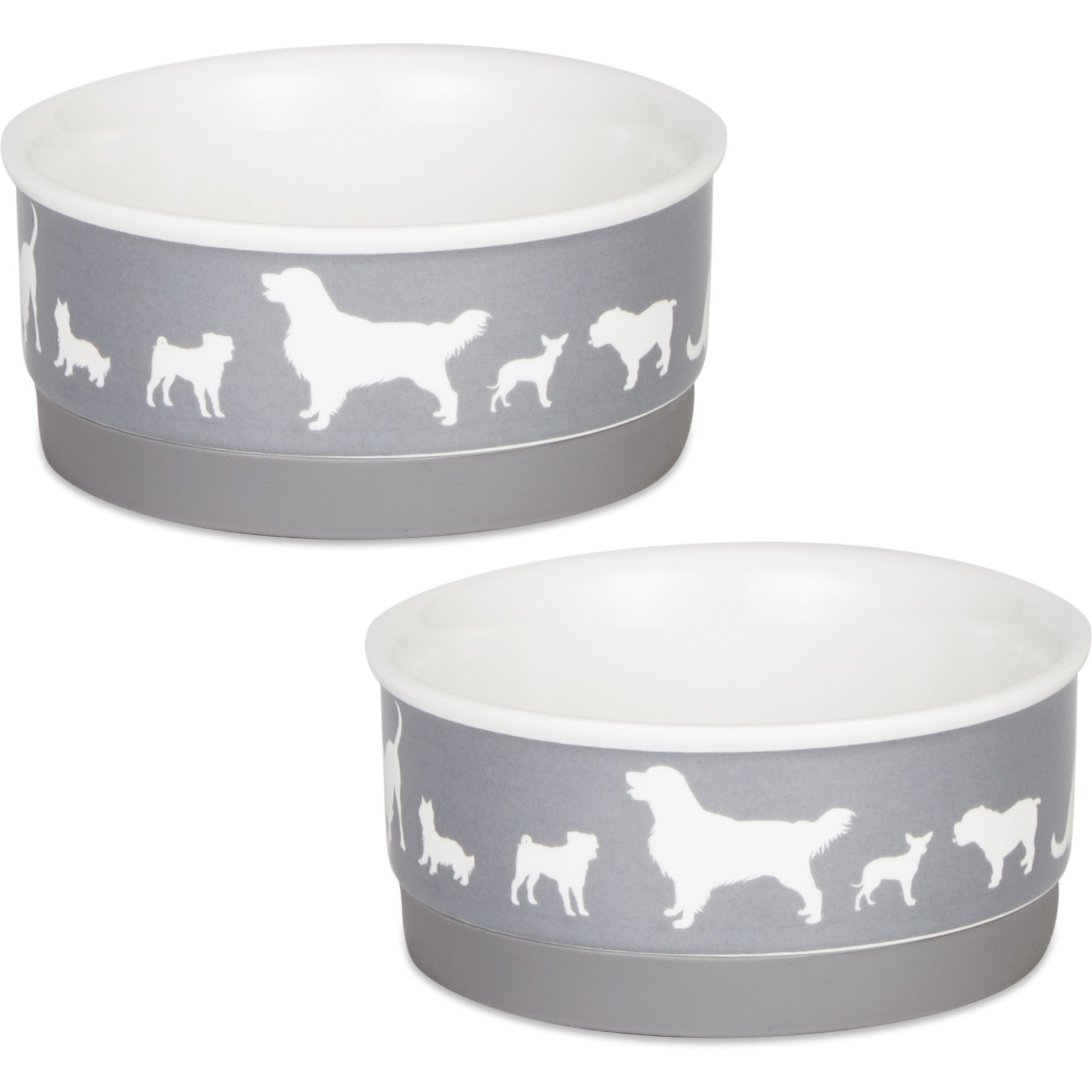 DII Pet Bowl Dog Show Gray Small 4.25Dx2H (Set of 2)