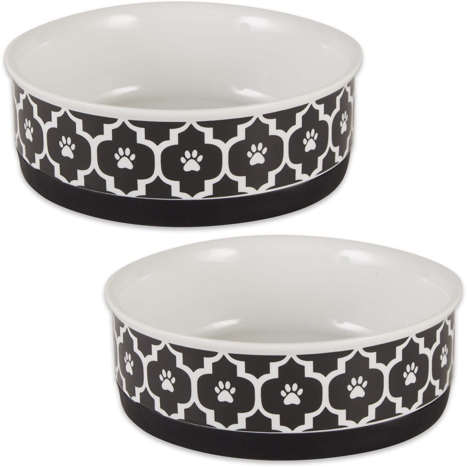 DII Pet Bowl Lattice Black Medium 6Dx2H (Set of 2)