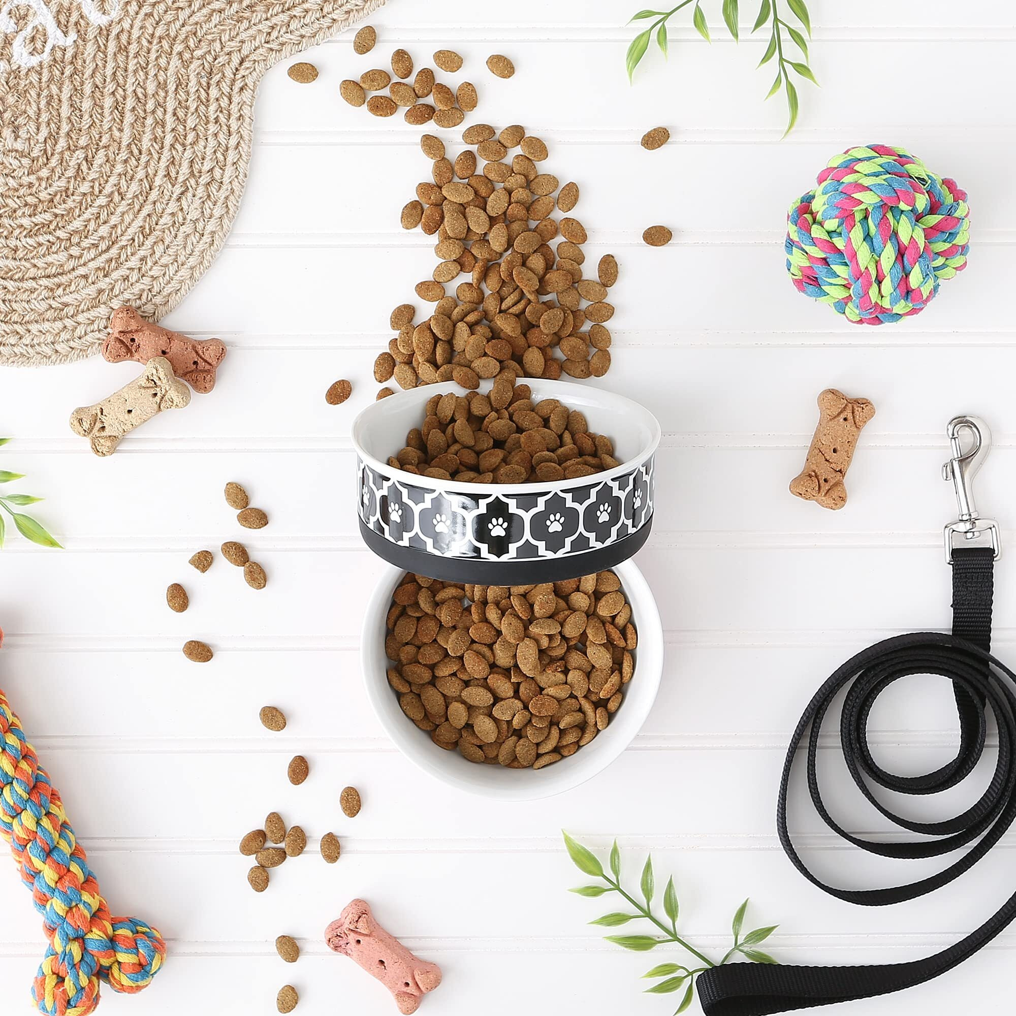 DII Pet Bowl Lattice Black Medium 6Dx2H (Set of 2)
