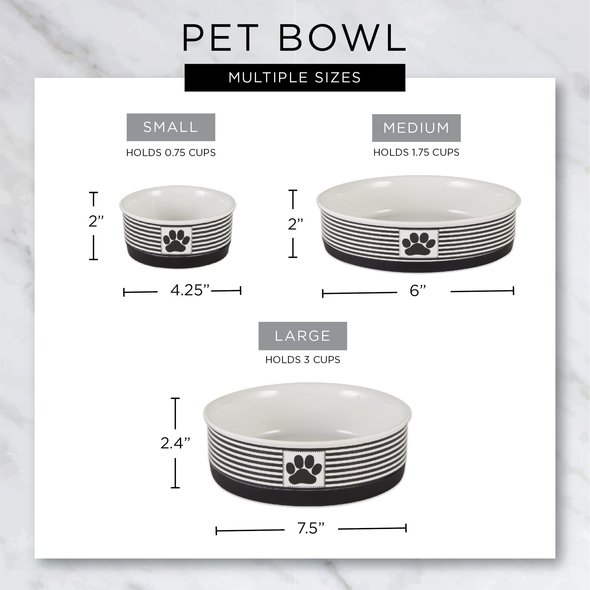 DII Pet Bowl Lattice Black Medium 6Dx2H (Set of 2)