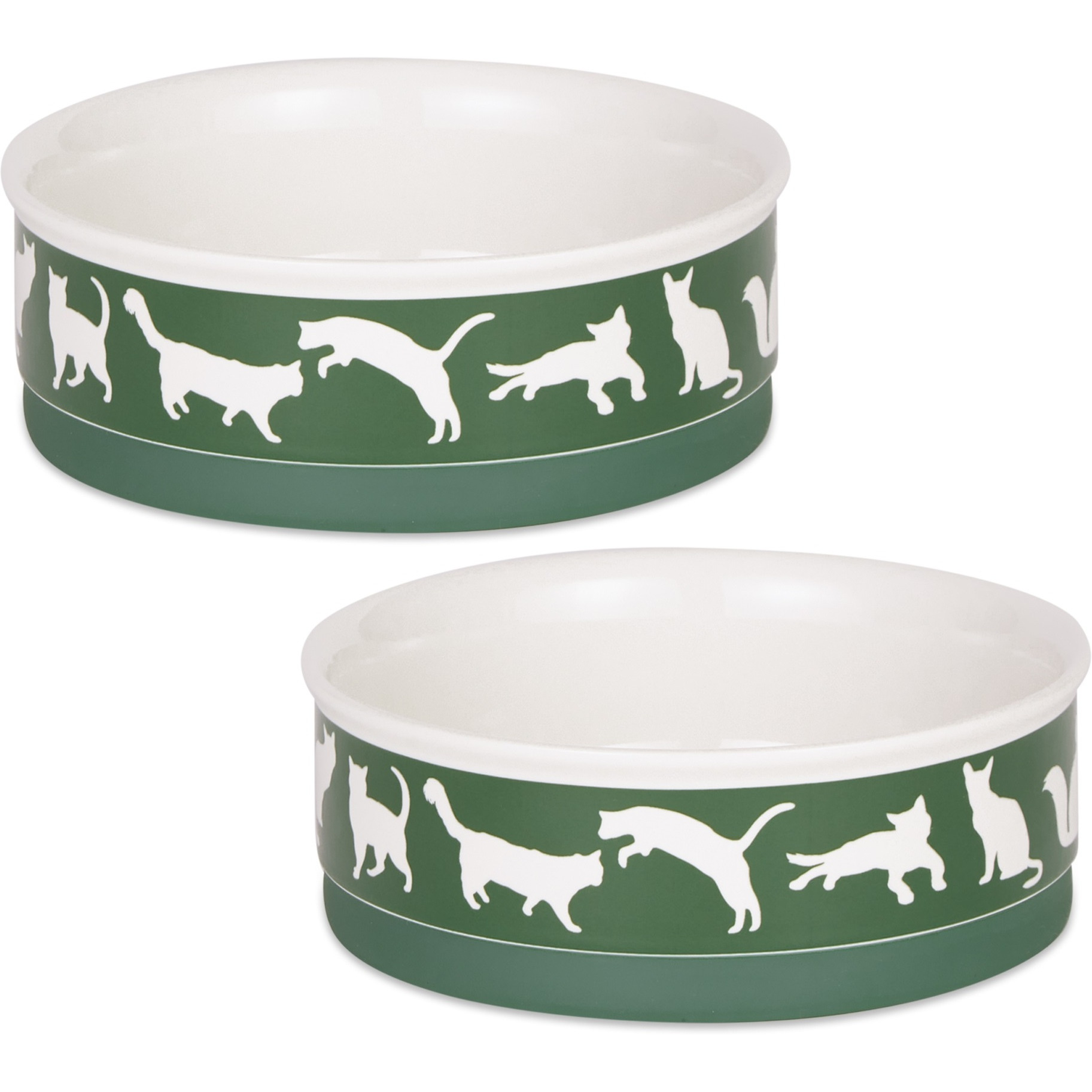 DII Pet Bowl Cats Meow Hunter Green Medium 6Dx2H (Set of 2)
