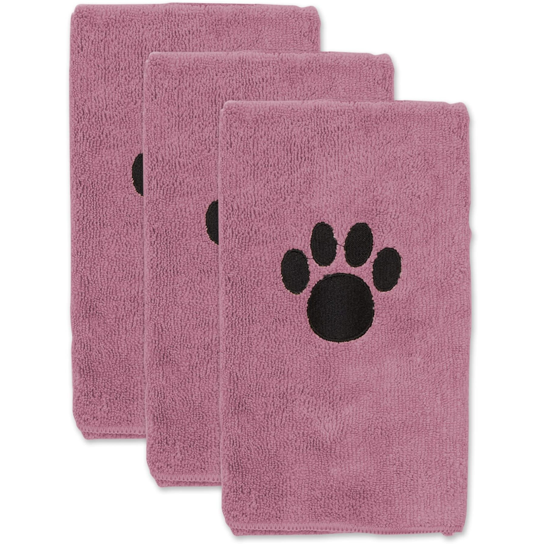 DII Rose Embroidered Paw Small Pet Towel (Set of 3)