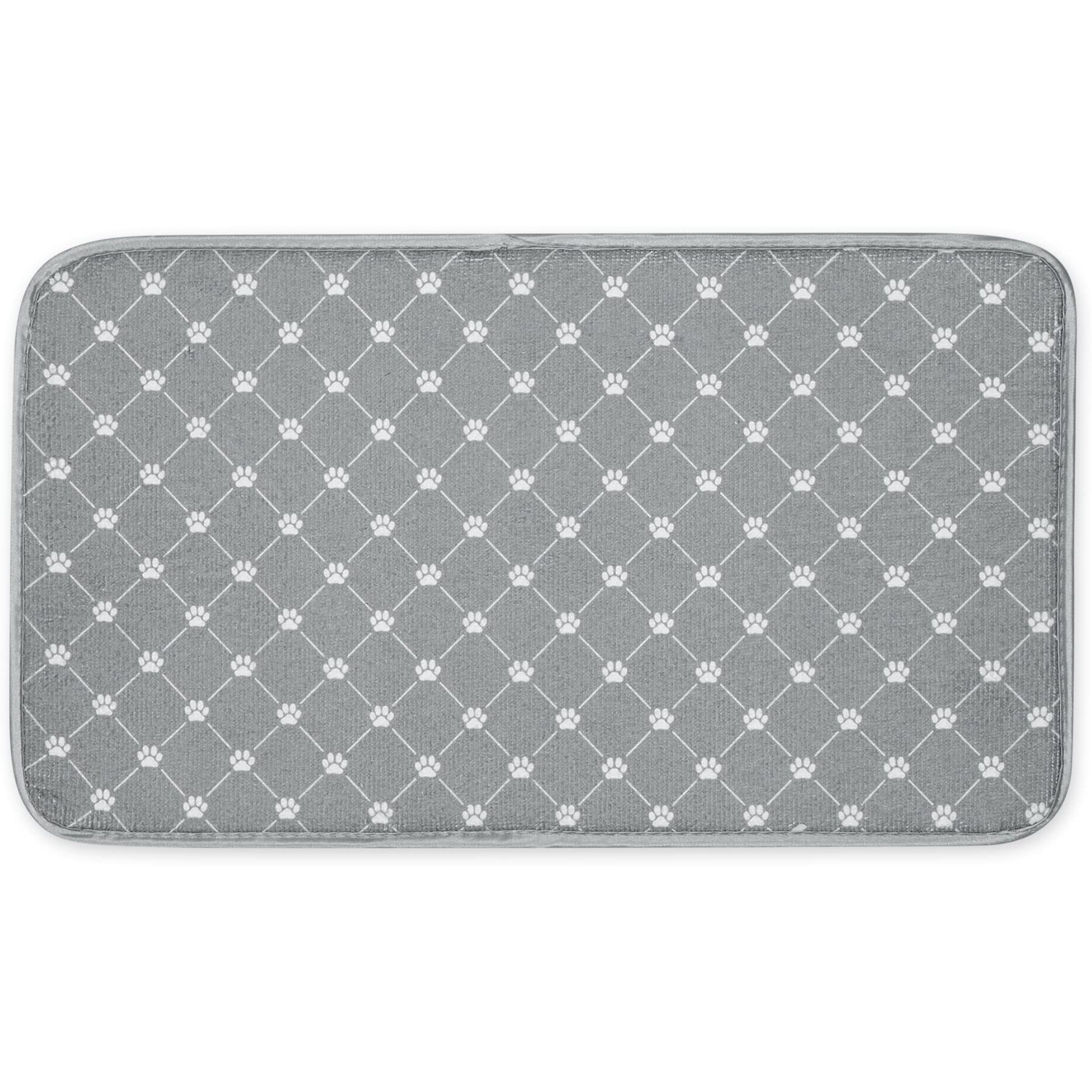 GRAY PRINTED TRELLIS PAW PET MAT SMALL