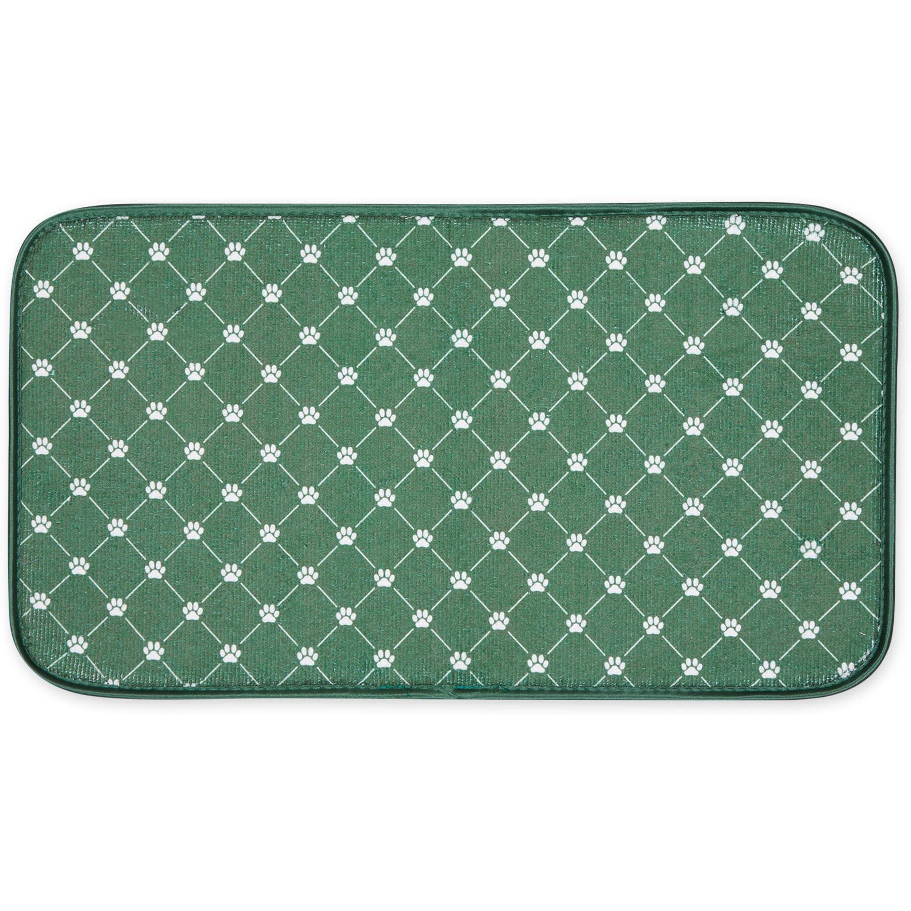 HUNTER GREEN PRINTED TRELLIS PAW PET MAT SMALL