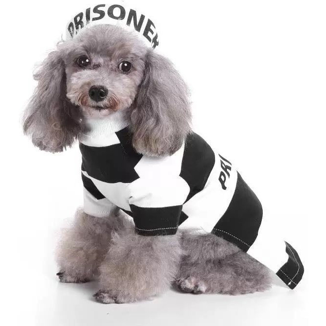 Pet Life Striped Retro Inmate Prisoner Pet Dog Costume Uniform(D0102HAXPVA.)