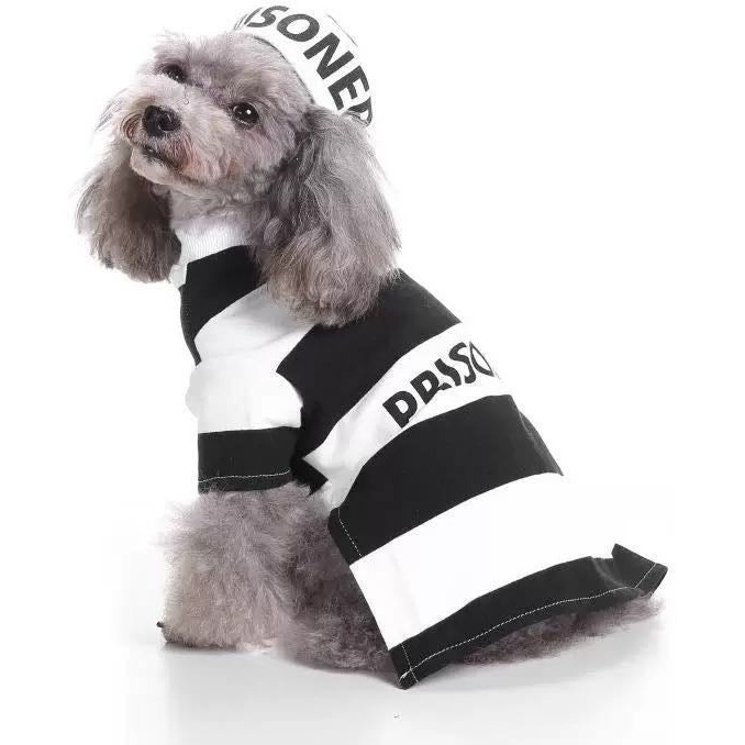 Pet Life Striped Retro Inmate Prisoner Pet Dog Costume Uniform(D0102HAXPVA.)