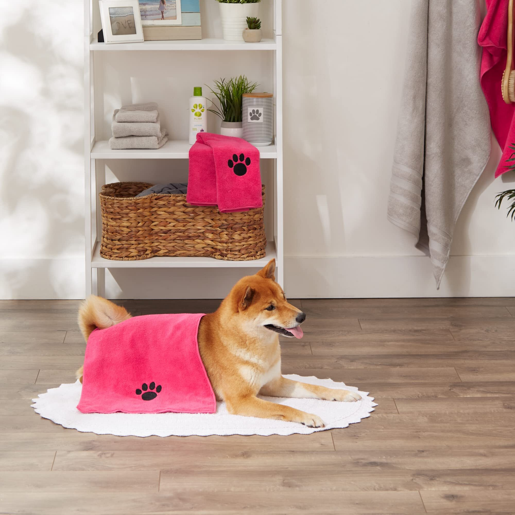 RASPBERRY SORBET - EMBROIDERED PAW SMALL PET TOWEL SET/3