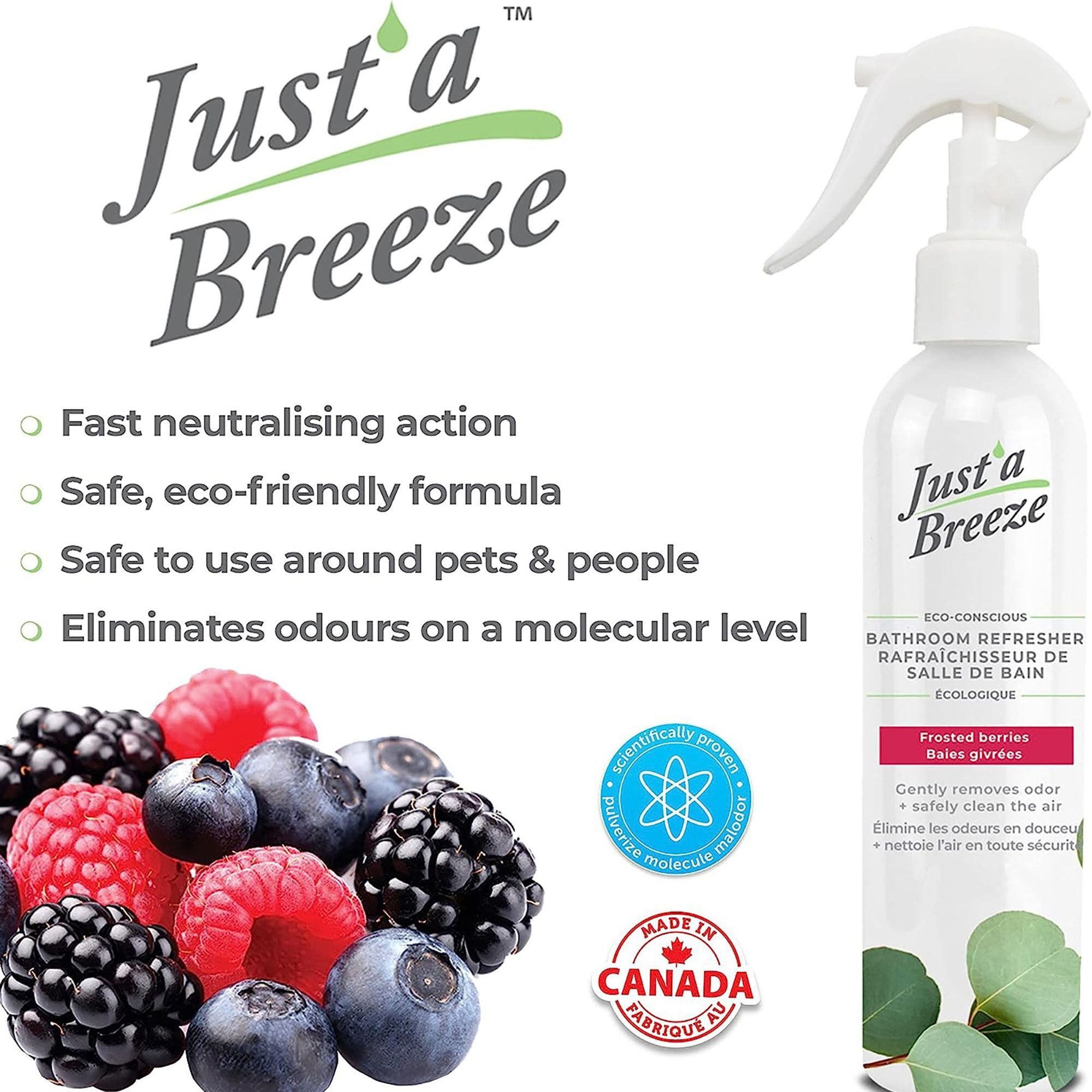 Just a Breeze Odor Eliminator - Frosted Berries by Prelam for Unisex - 7.44 oz Spray