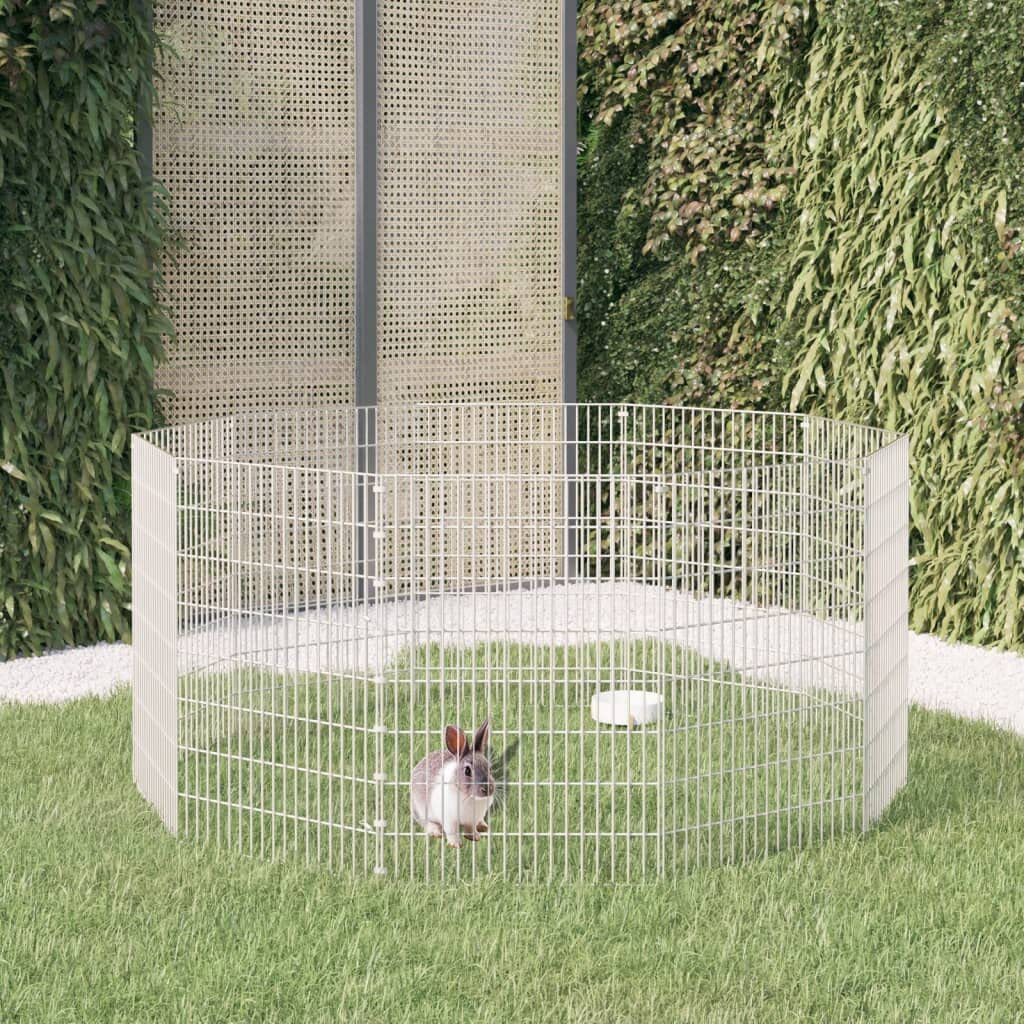 vidaXL Free Range Animal Enclosure 10-Panel 21.3&quotx31.5" Galvanized Iron