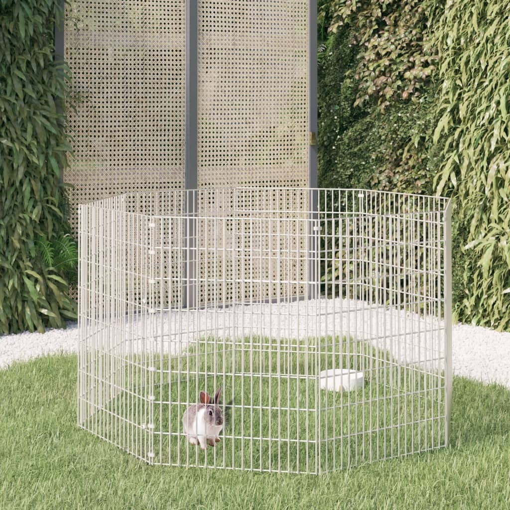 vidaXL Free Range Animal Enclosure 8-Panel 21.3&quotx31.5" Galvanized Iron