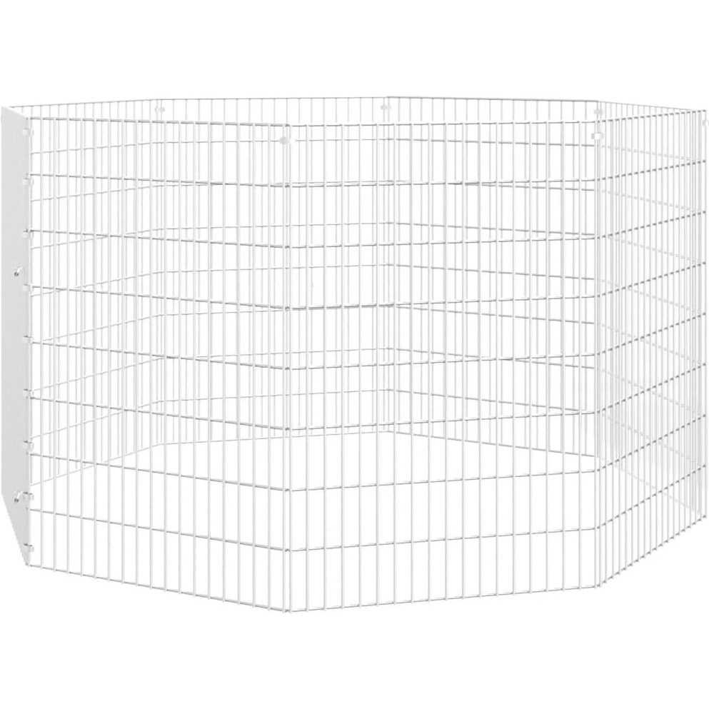 vidaXL Free Range Animal Enclosure 8-Panel 21.3&quotx31.5" Galvanized Iron