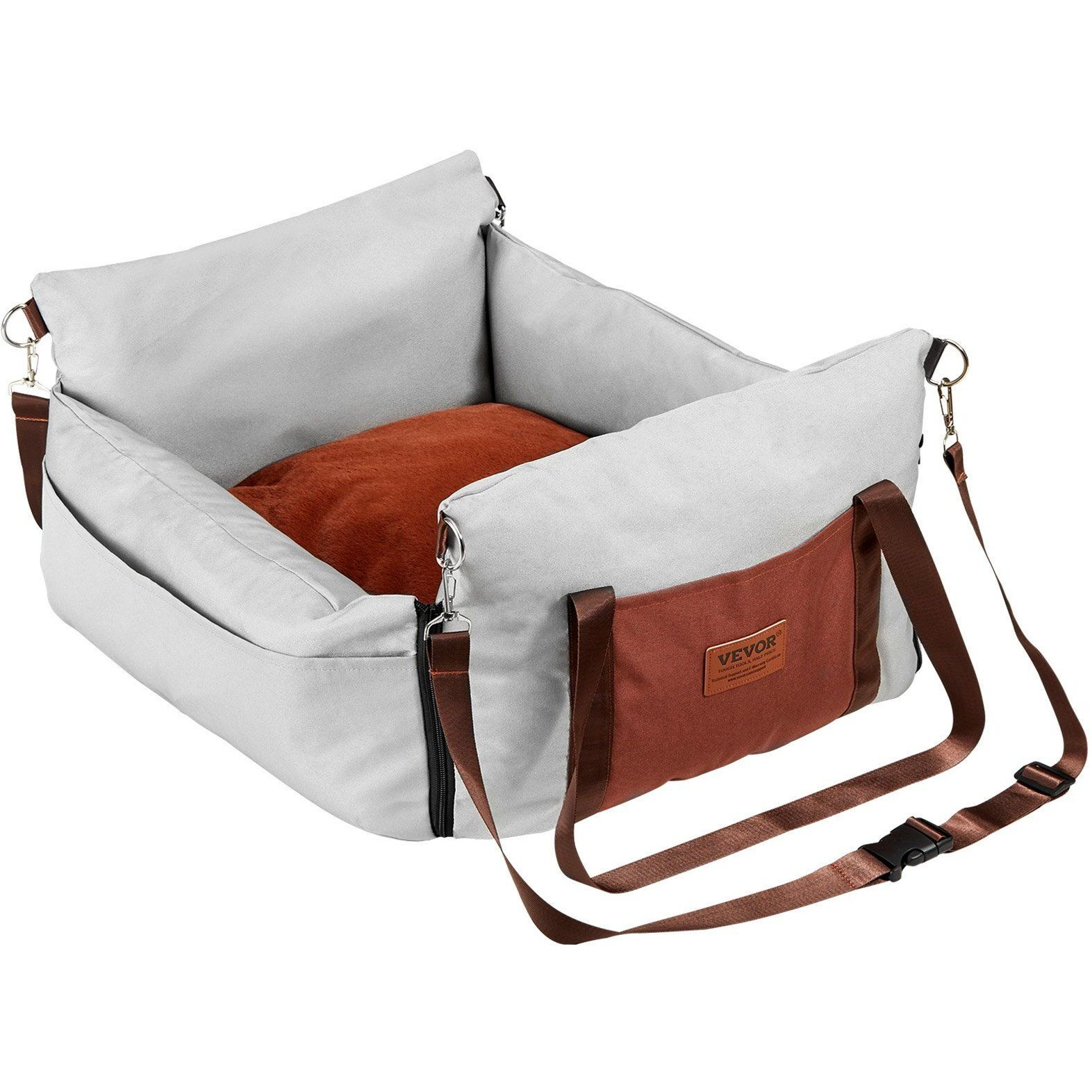 VEVOR Dog Booster Car Seat Pet Car Seat for Small Dog up to 25lbs Gray