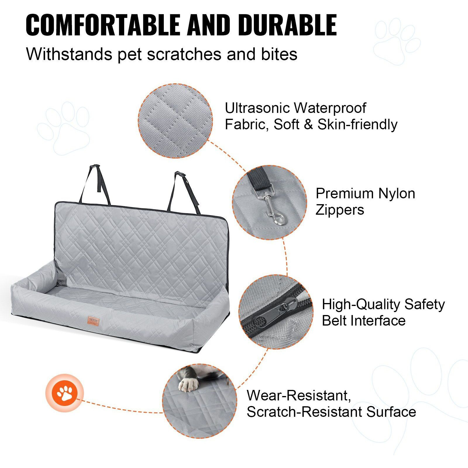 VEVOR Dog Booster Car Seat Pet Car Seat for Medium Large Dog up to 100 lbs Gray
