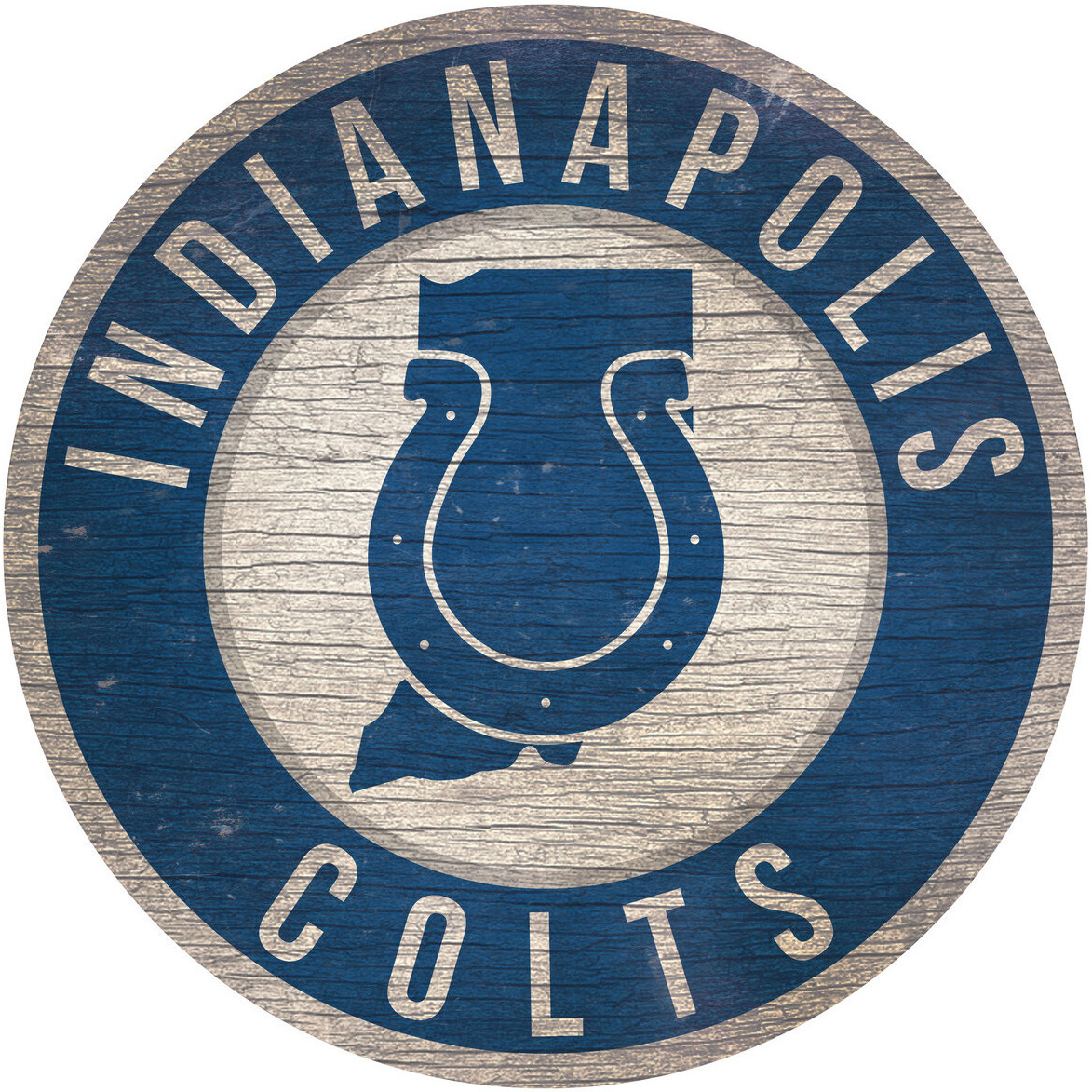 Indianapolis Colts Sign Wood 12 Inch Round State Design