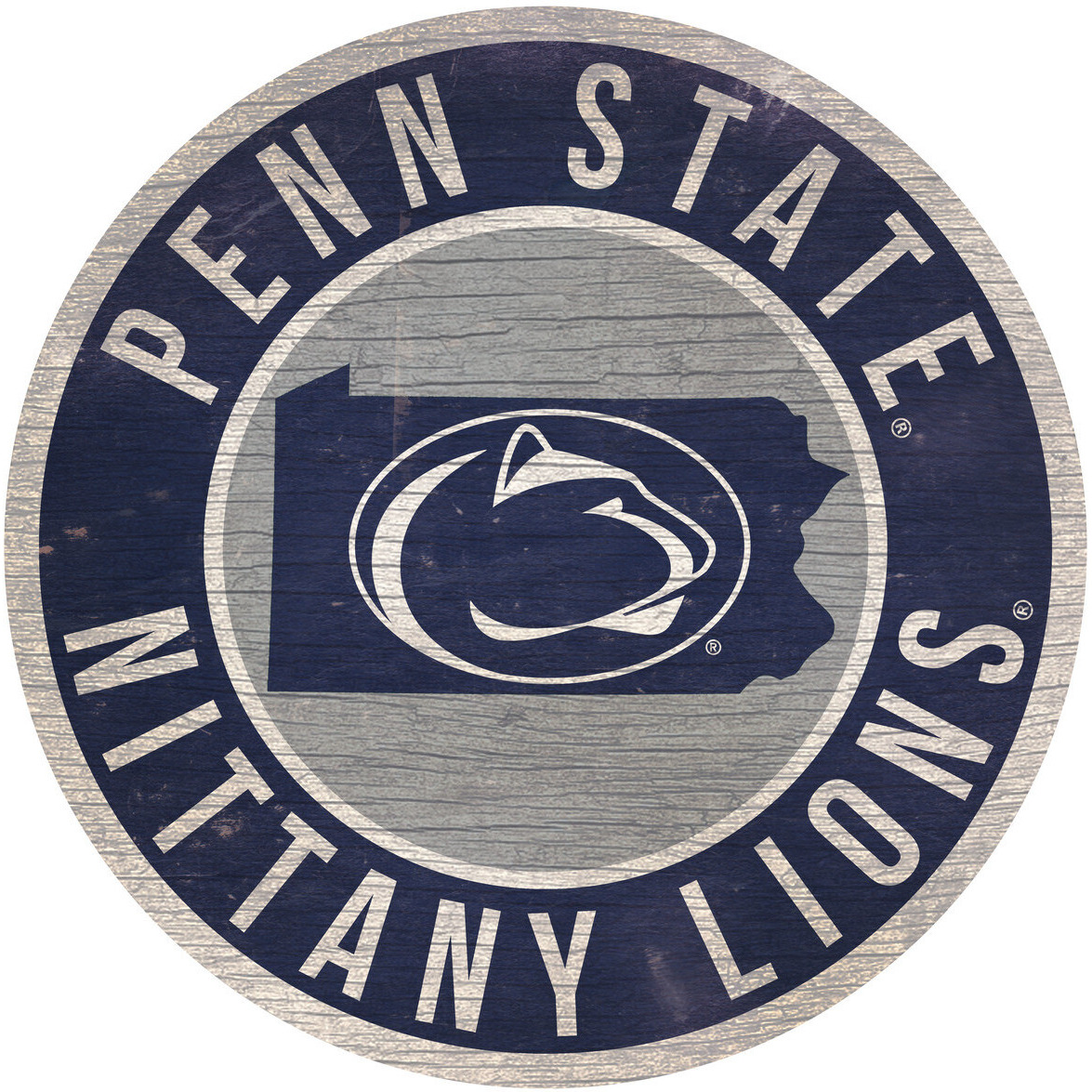 Penn State Nittany Lions Sign Wood 12 Inch Round State Design