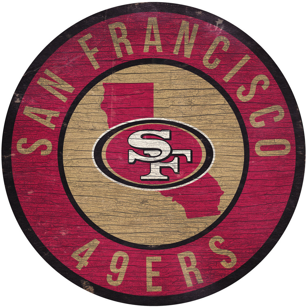 San Francisco 49ers Sign Wood 12 Inch Round State Design