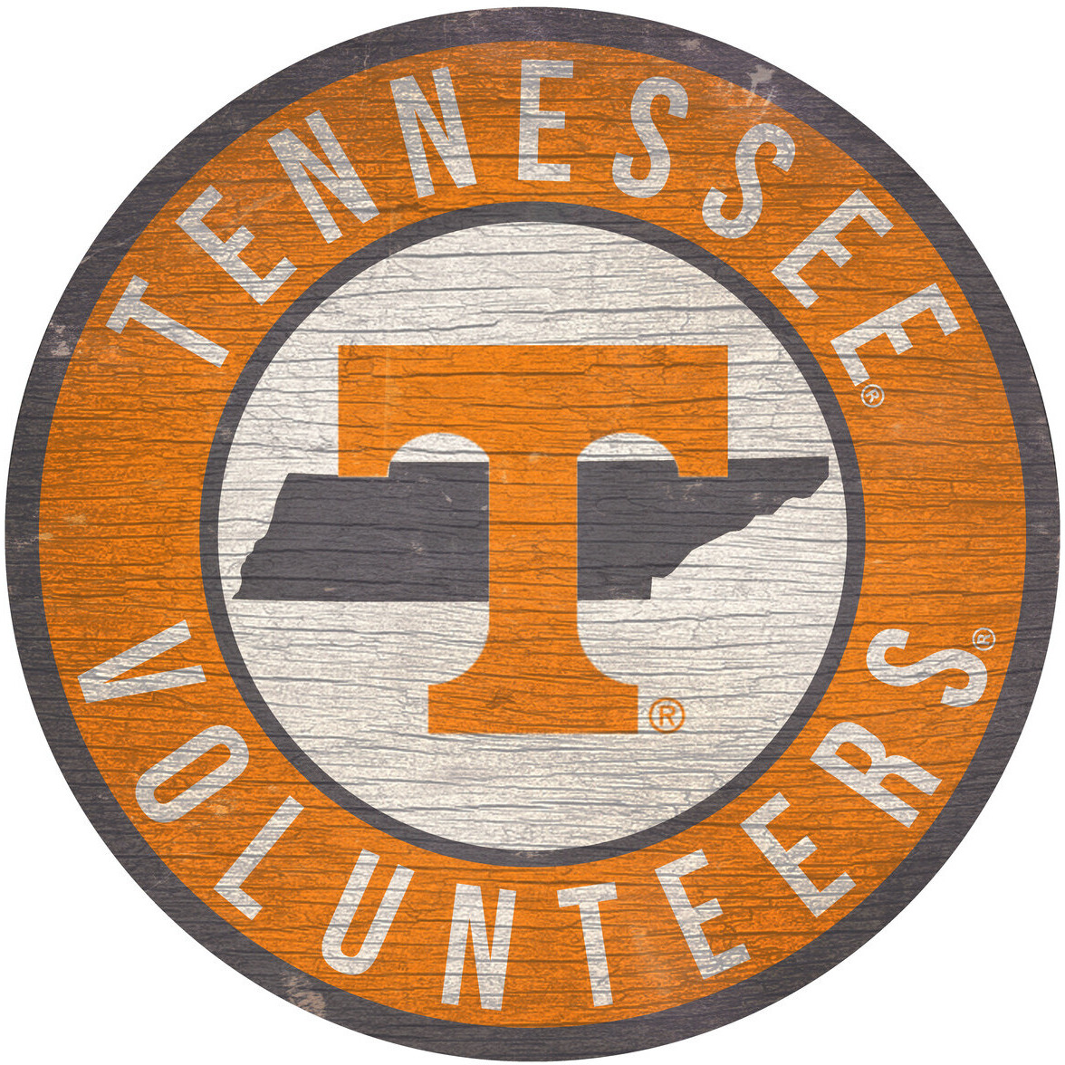 Tennessee Volunteers Sign Wood 12 Inch Round State Design