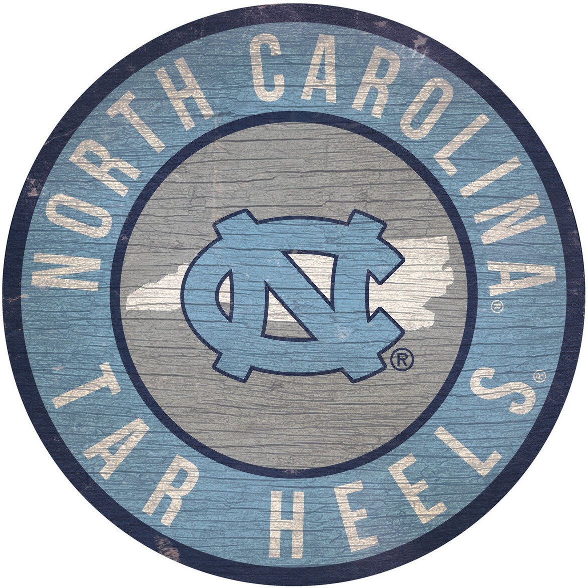 North Carolina Tar Heels Sign Wood 12 Inch Round State Design - Special Order