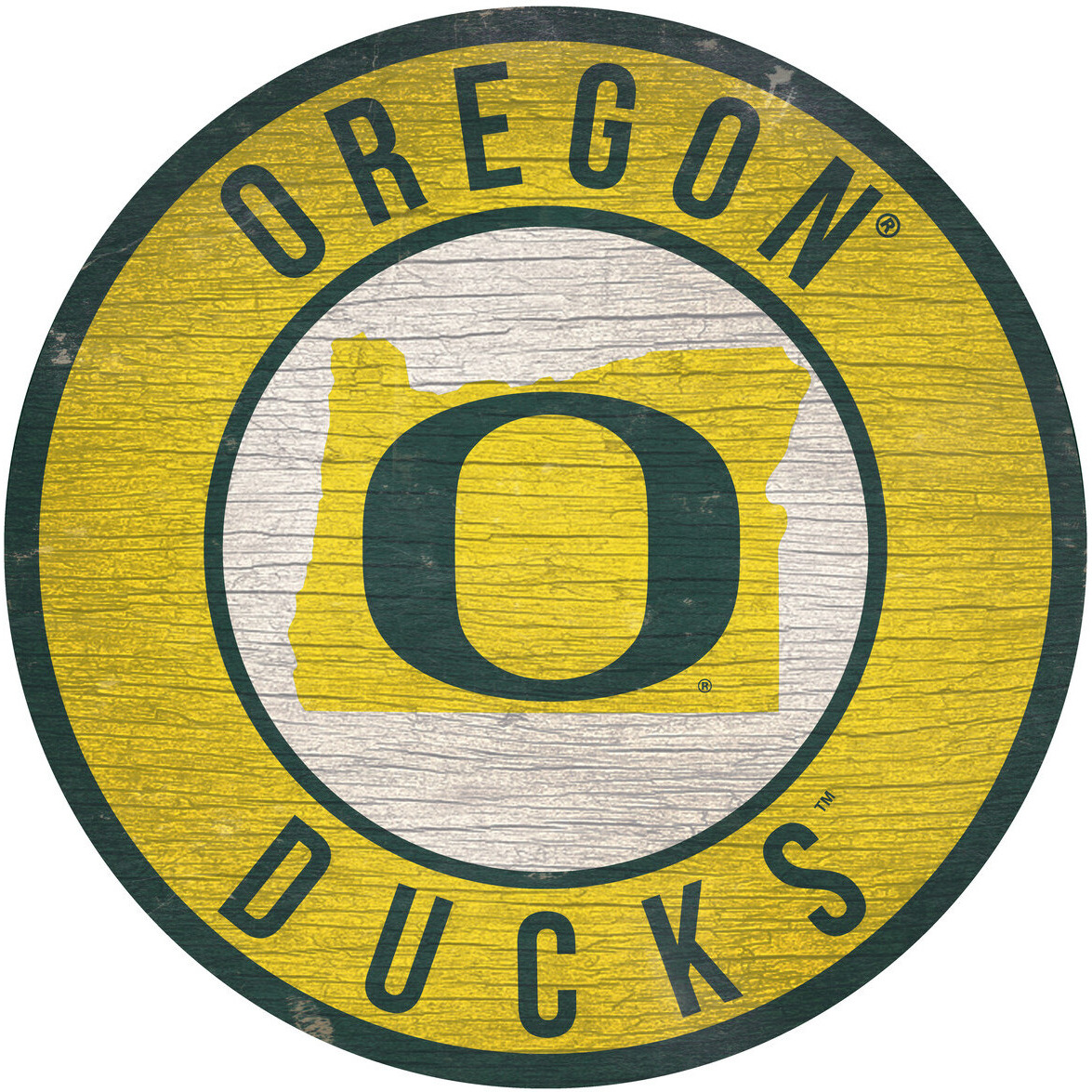 Oregon Ducks Sign Wood 12 Inch Round State Design - Special Order