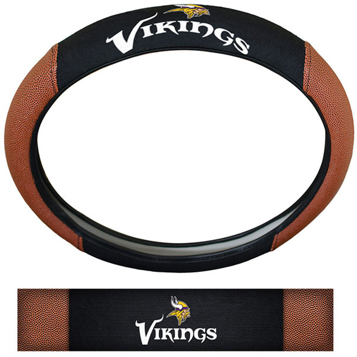 Minnesota Vikings Steering Wheel Cover Premium Pigskin Style