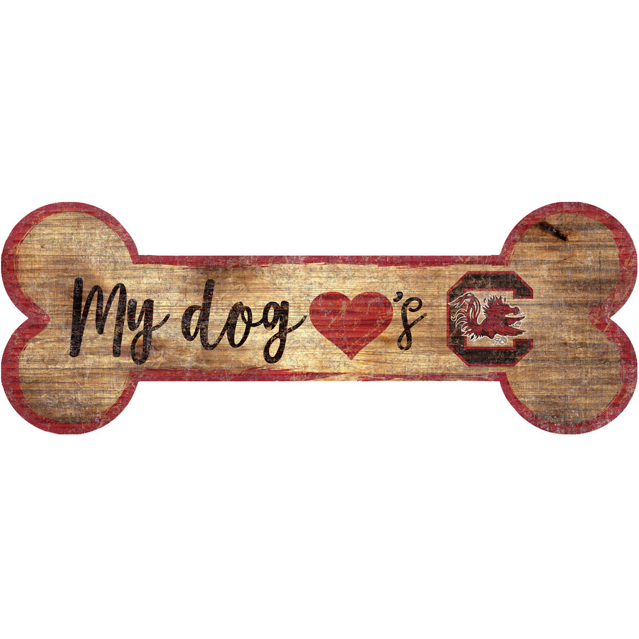 South Carolina Gamecocks Sign Wood 6x12 Dog Bone Shape