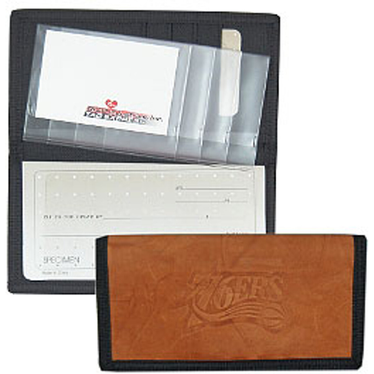 Philadelphia 76ers Checkbook Cover Leather/Nylon Embossed CO