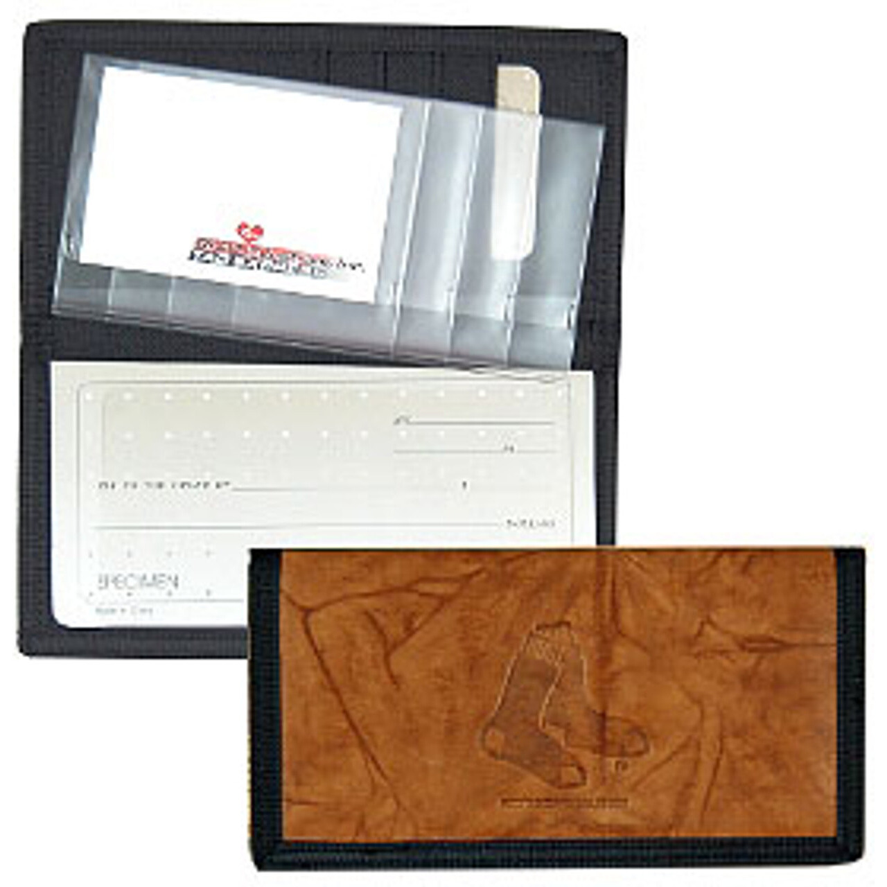 Boston Red Sox Checkbook Cover Leather/Nylon Embossed CO