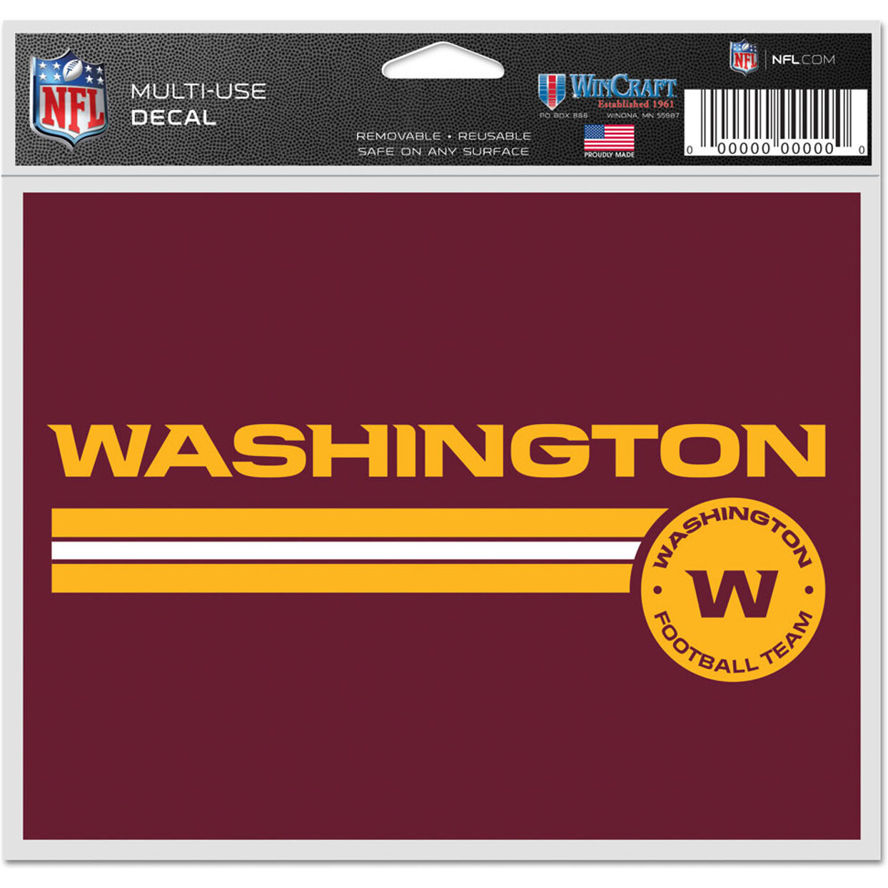 Washington Football Team Decal 5x6 Multi Use Color
