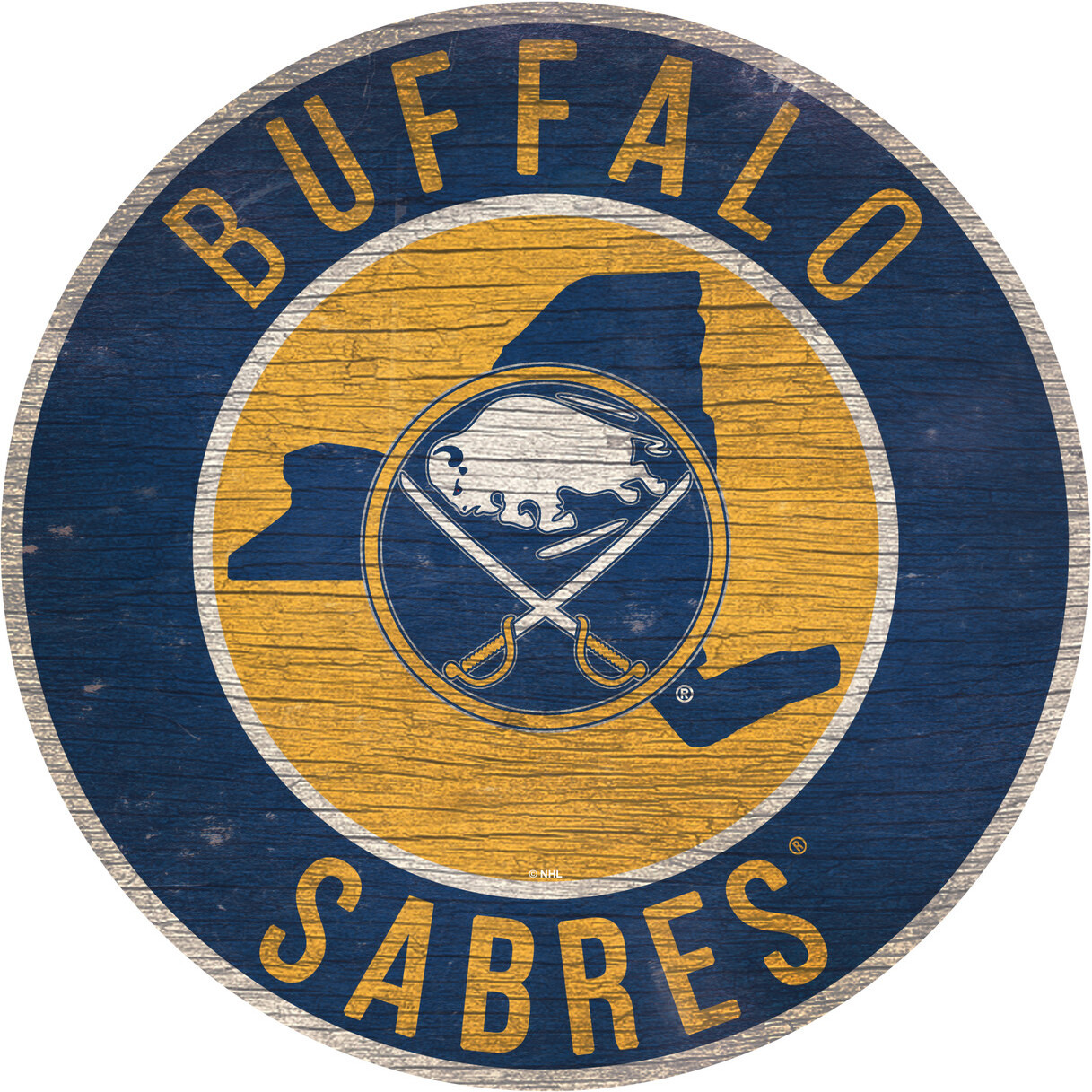 Buffalo Sabres Sign Wood 12 Inch Round State Design