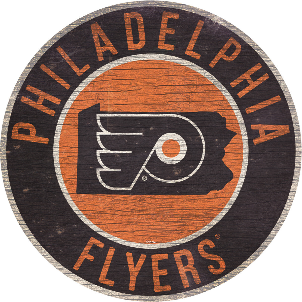 Philadelphia Flyers Sign Wood 12 Inch Round State Design
