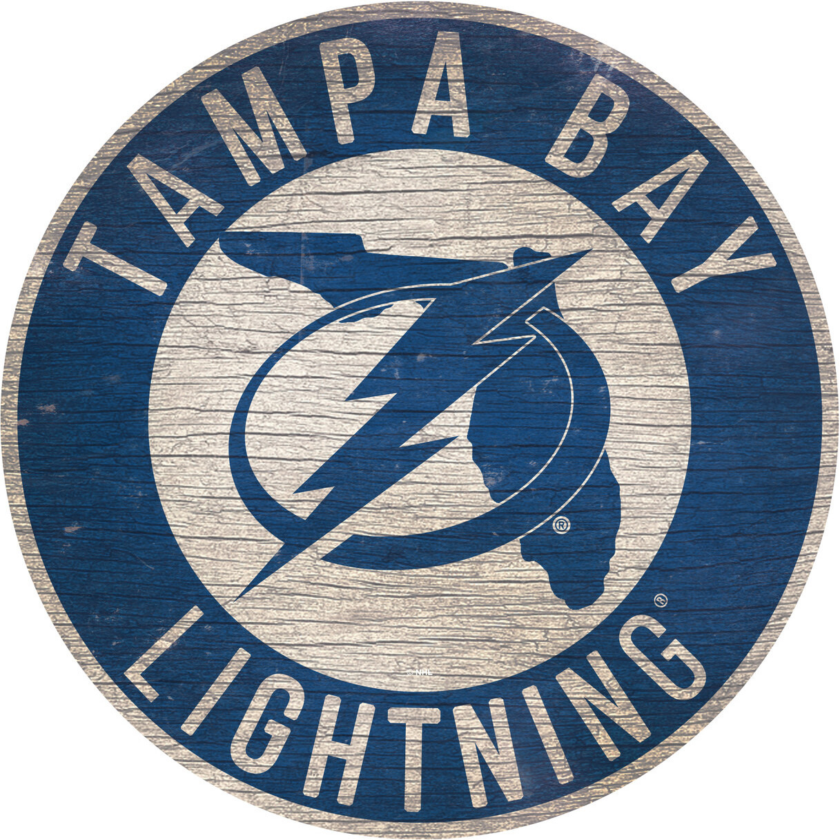 Tampa Bay Lightning Sign Wood 12 Inch Round State Design