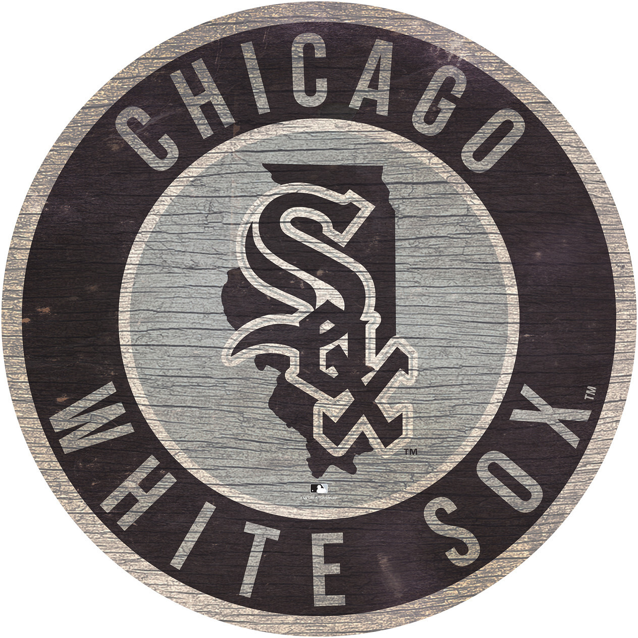 Chicago White Sox Sign Wood 12 Inch Round State Design Special Order