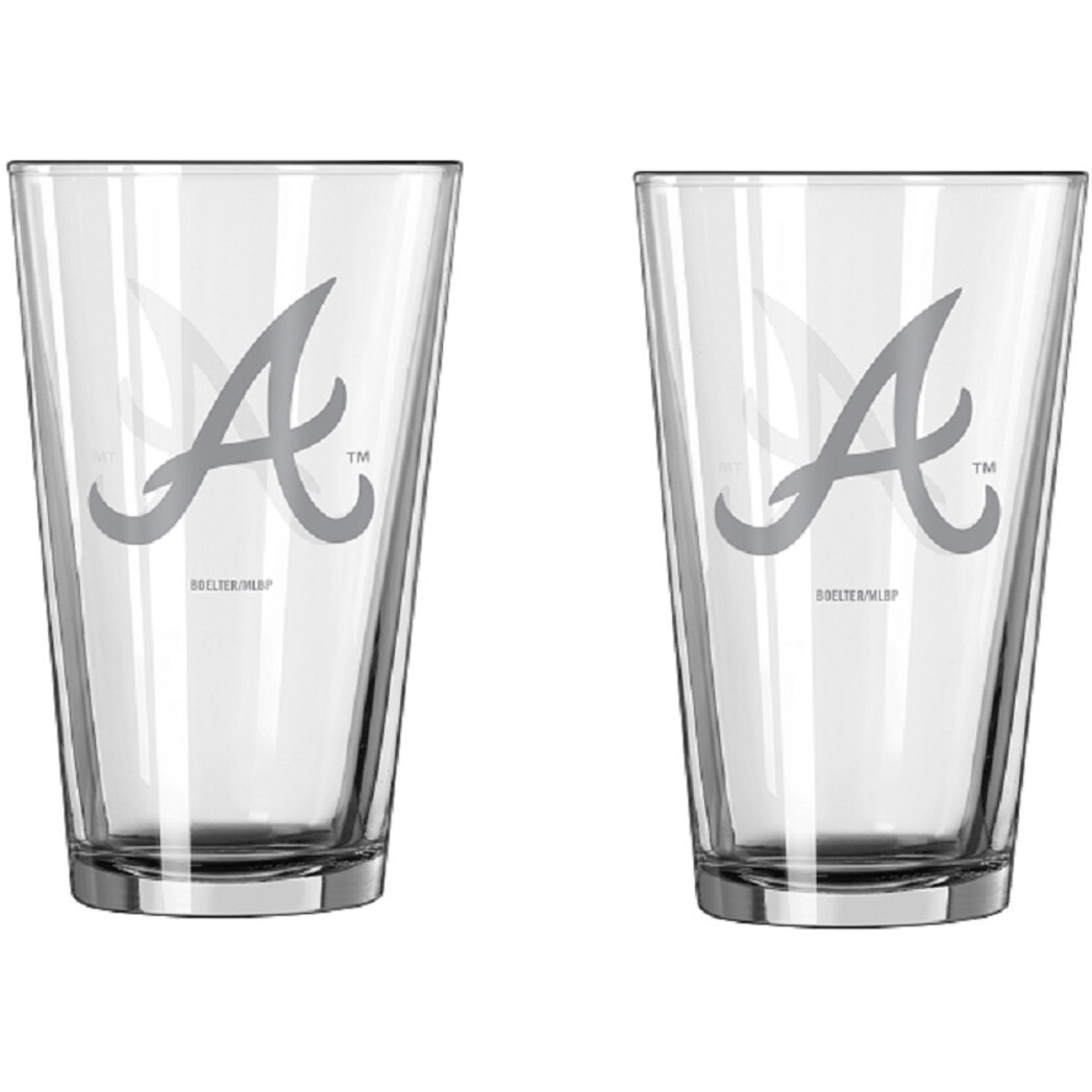 Atlanta Braves Glass Pint Frost Design 2 Piece Set