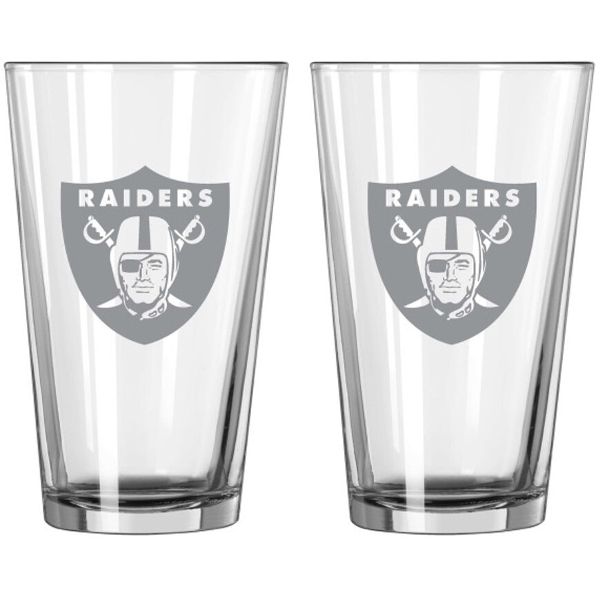 Las Vegas Raiders Glass Pint Frost Design 2 Piece Set