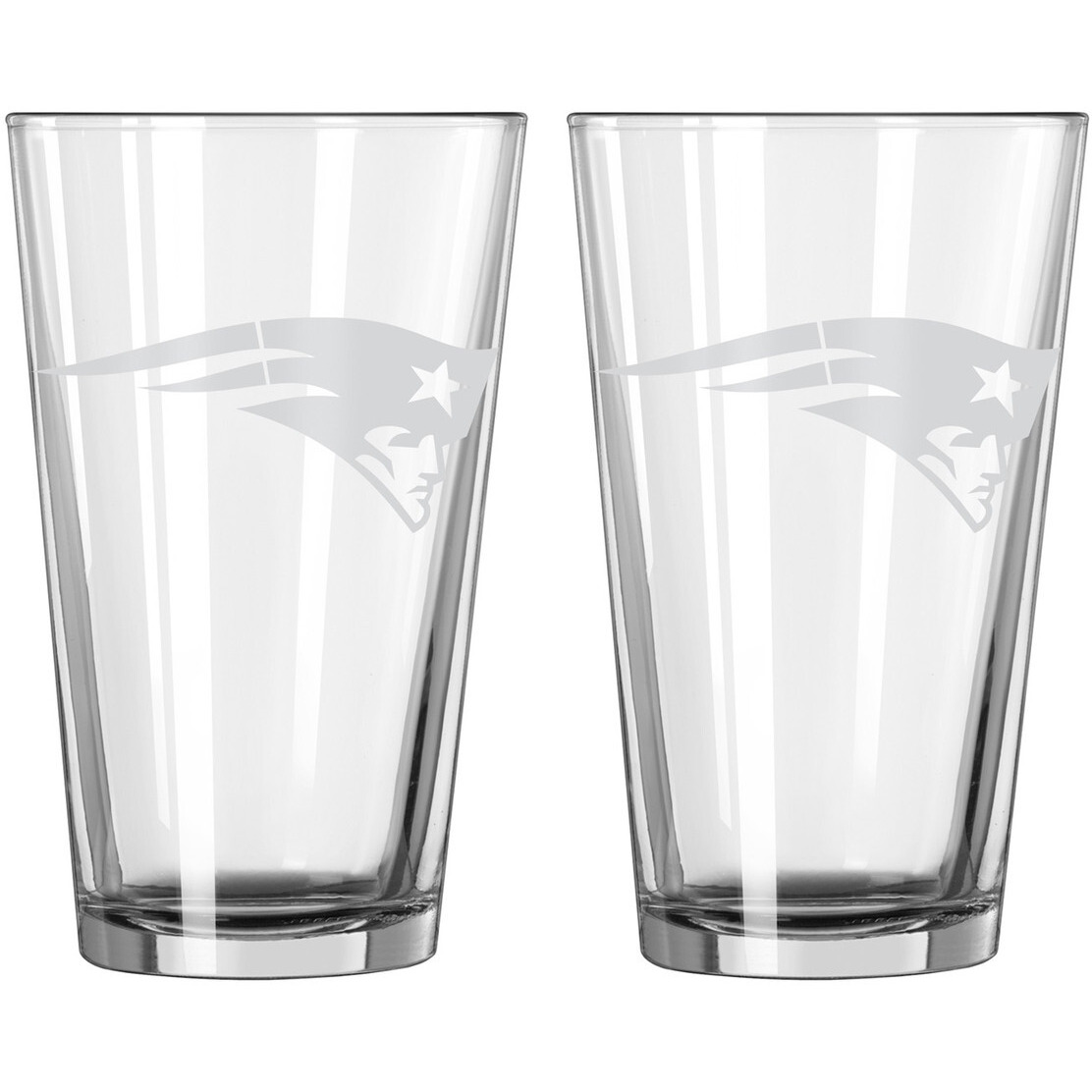 New England Patriots Glass Pint Frost Design 2 Piece Set