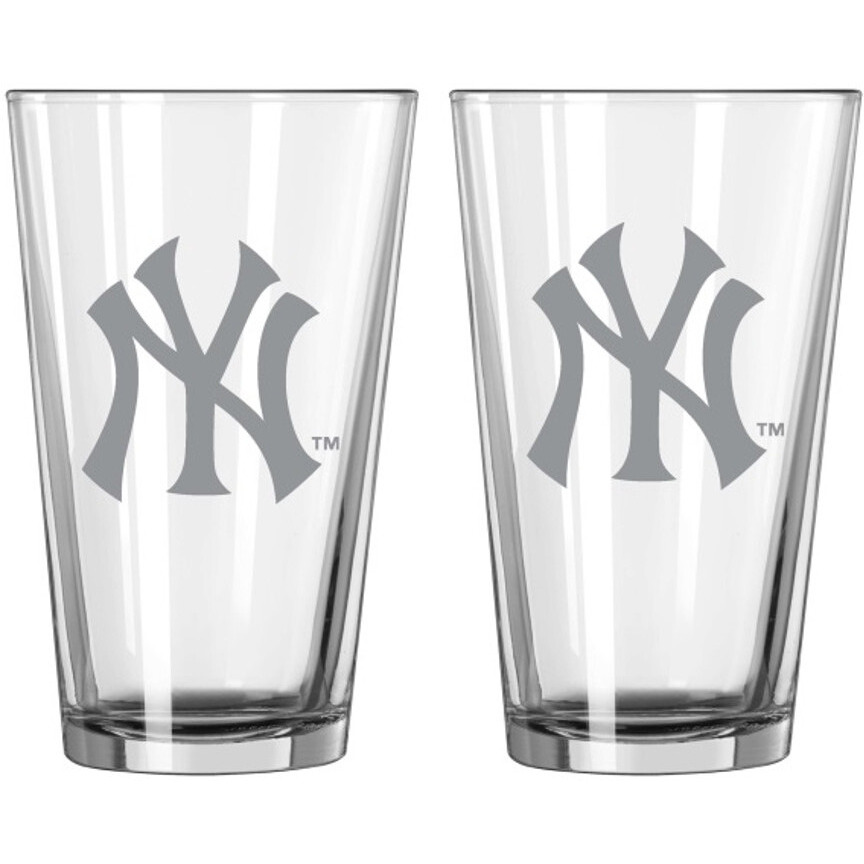 New York Yankees Glass Pint Frost Design 2 Piece Set